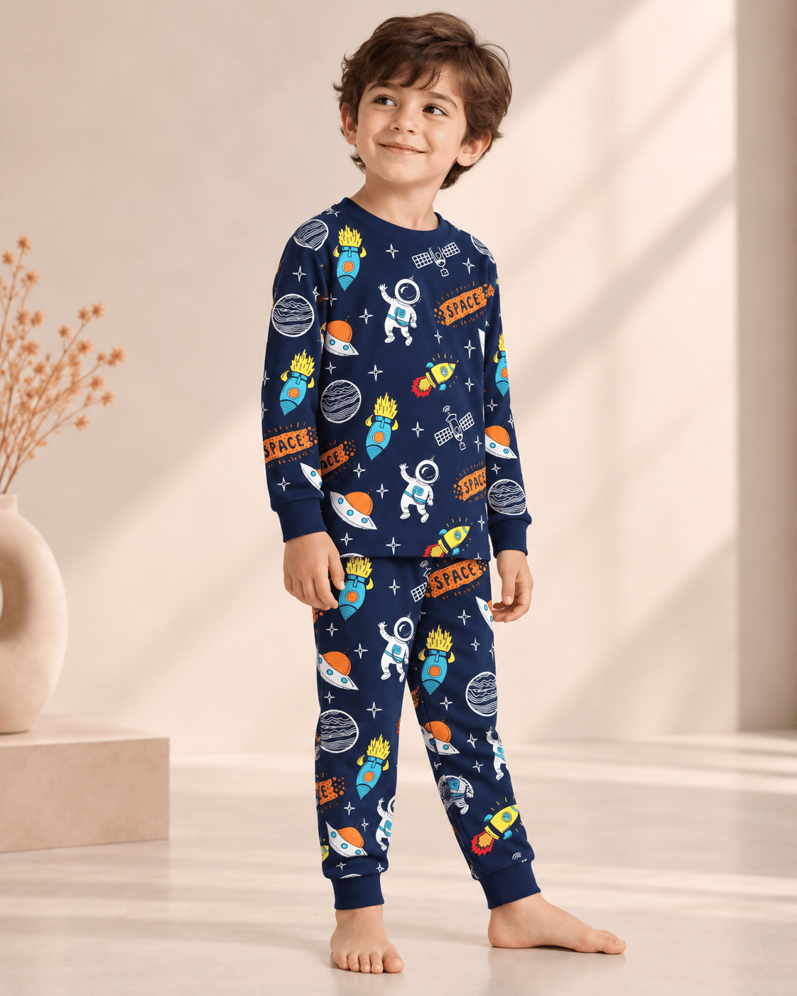 Space Desenli Mevsimlik Pijama Takımı (Geniş Kalıp)