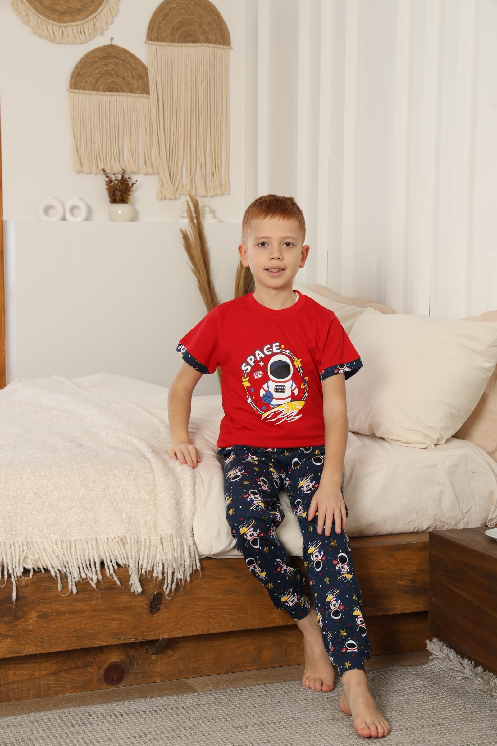 Space Desenli Yazlık Pijama Takımı