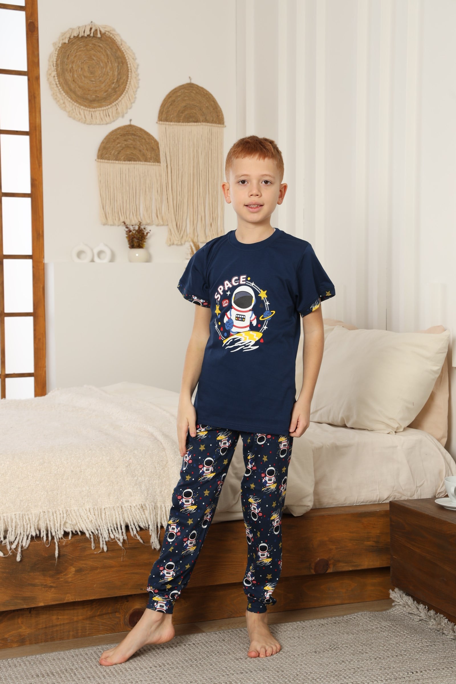 Space Desenli Yazlık Pijama Takımı