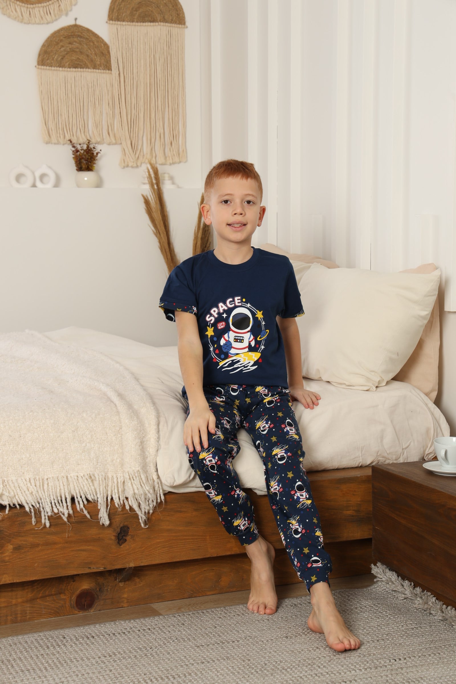 Space Desenli Yazlık Pijama Takımı