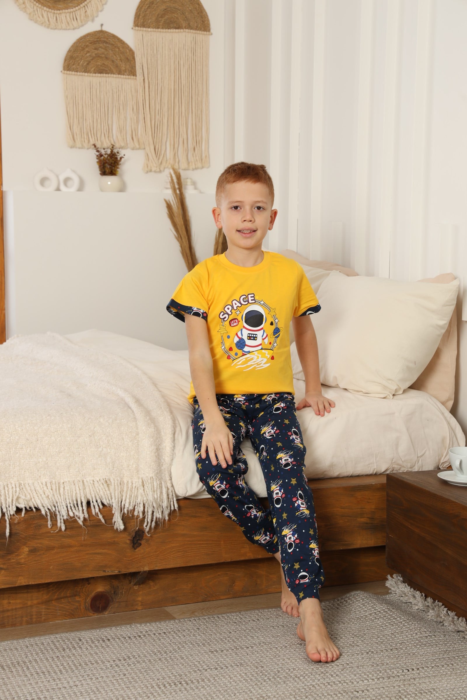 Space Desenli Yazlık Pijama Takımı