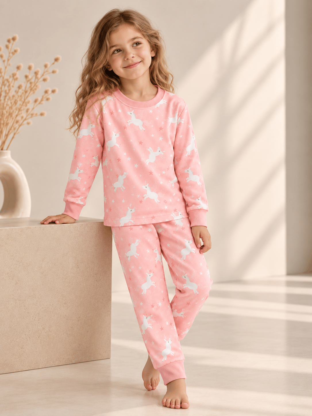 Unicorn Desenli Kalın Mevsimlik Pijama Takımı (Rahat Kalıp)