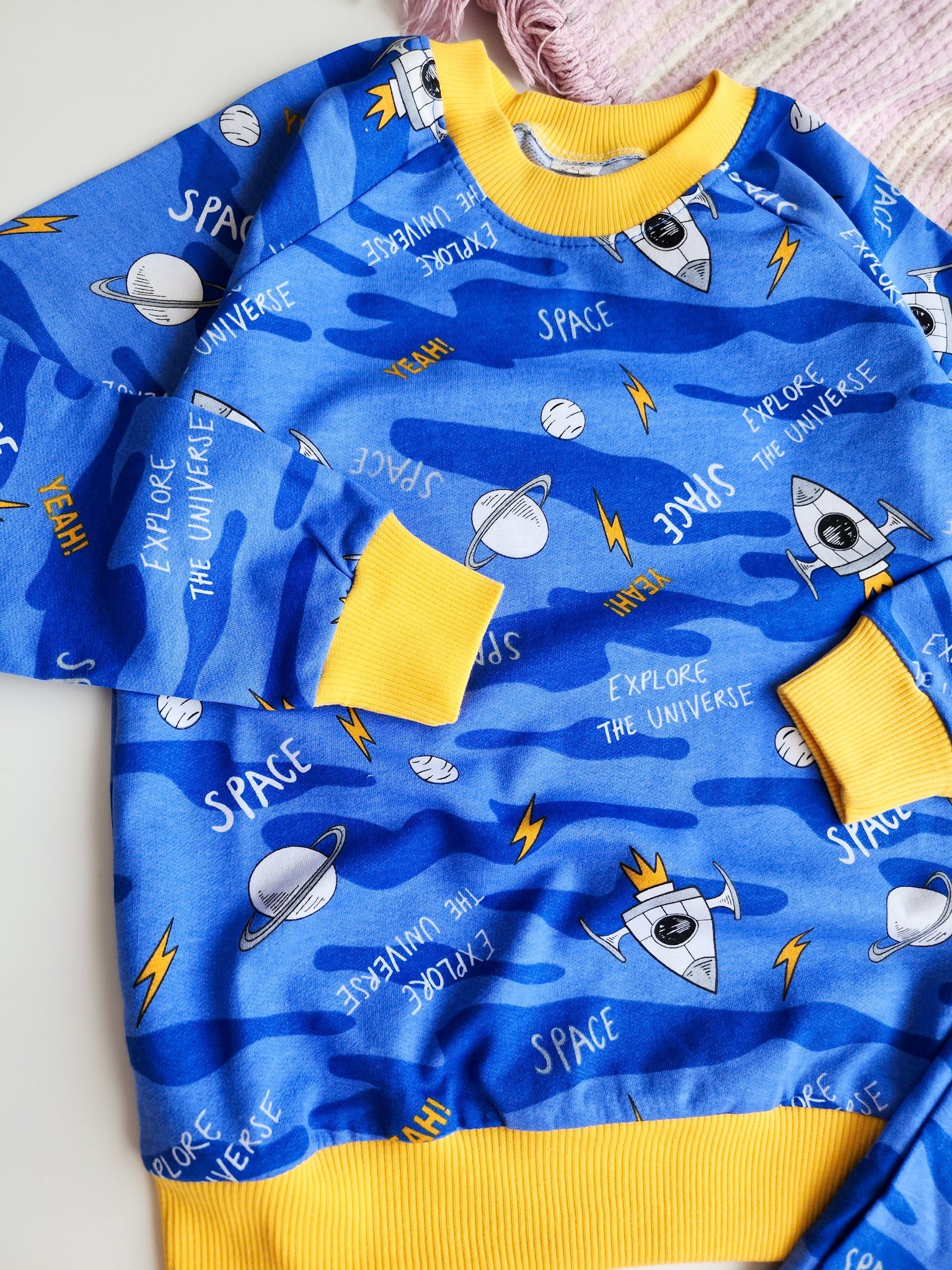 Uzay Desenli Kışlık Pijama Takımı