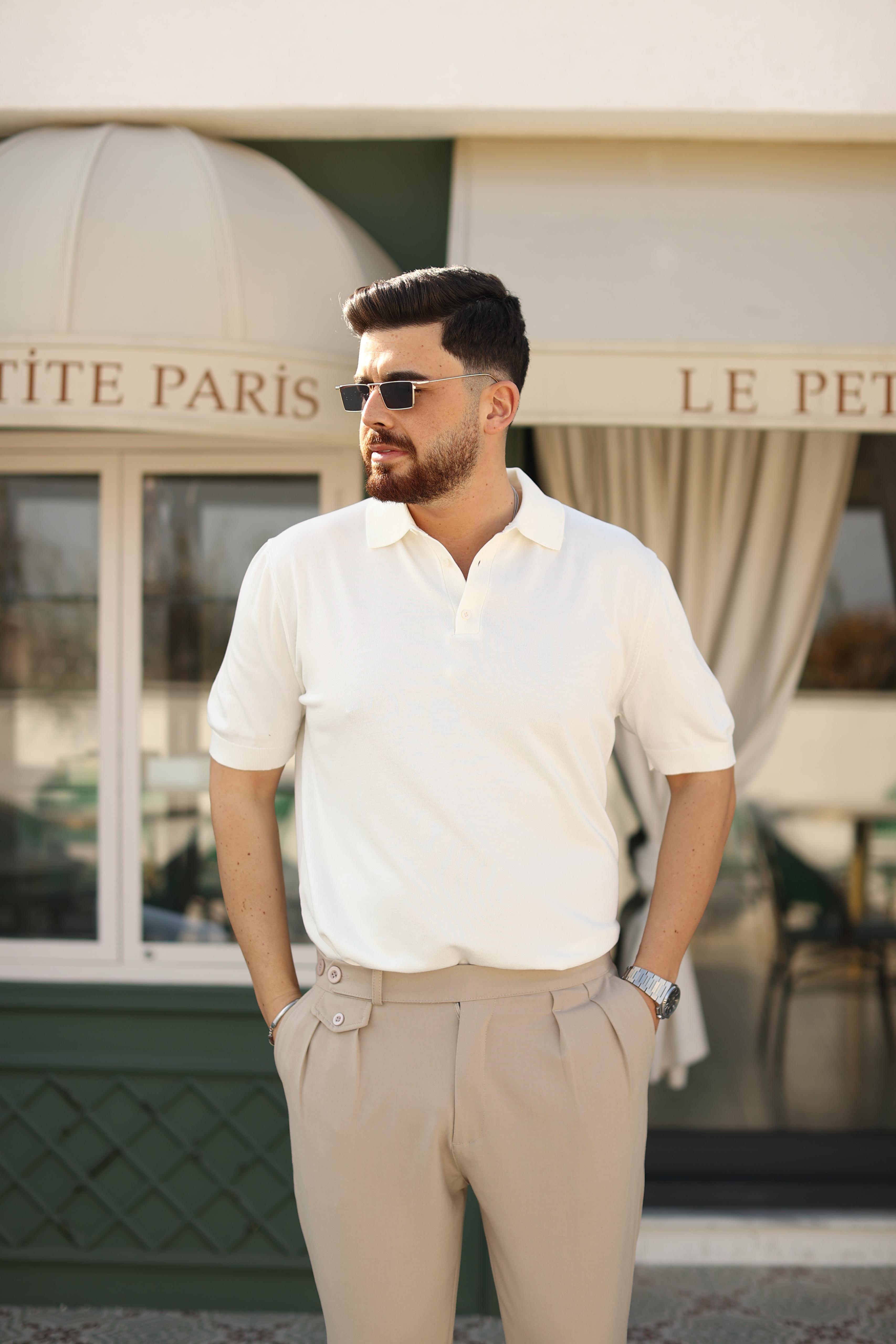Basic Polo Yaka T-Shirt Beyaz