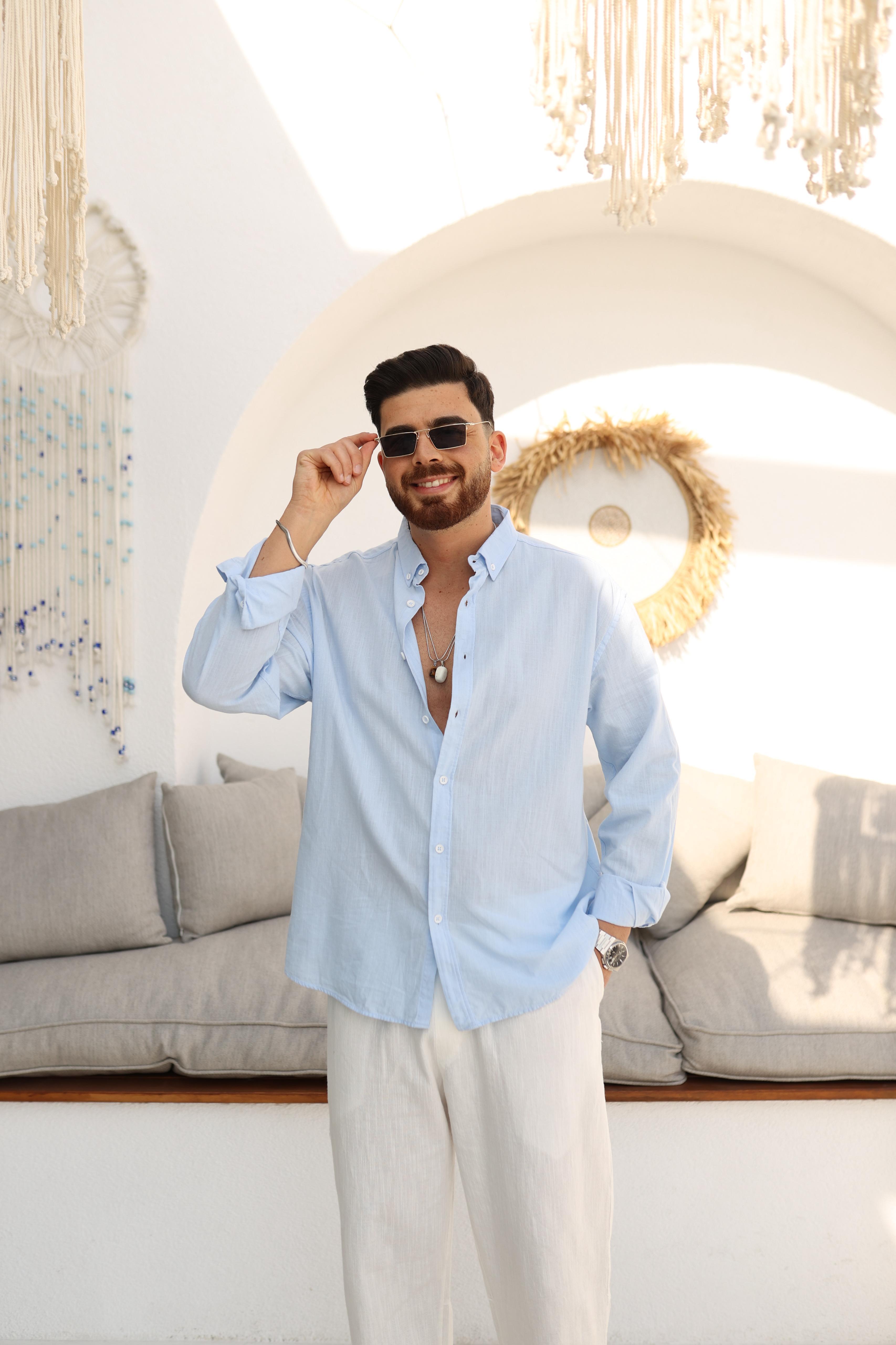 Bebe Mavi Fresh Keten Gömlek