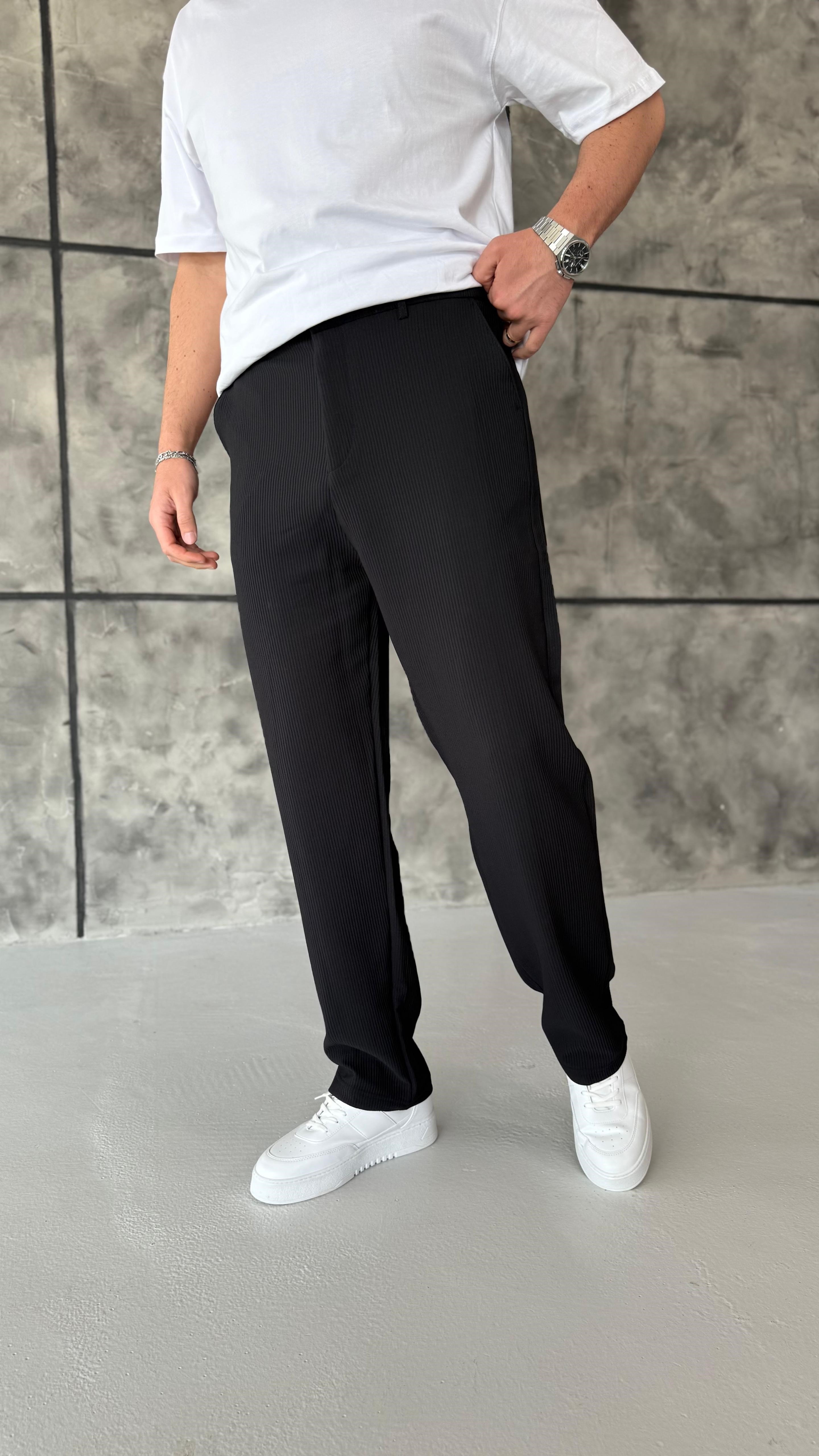 Fitilli Baggy Pantolon Siyah