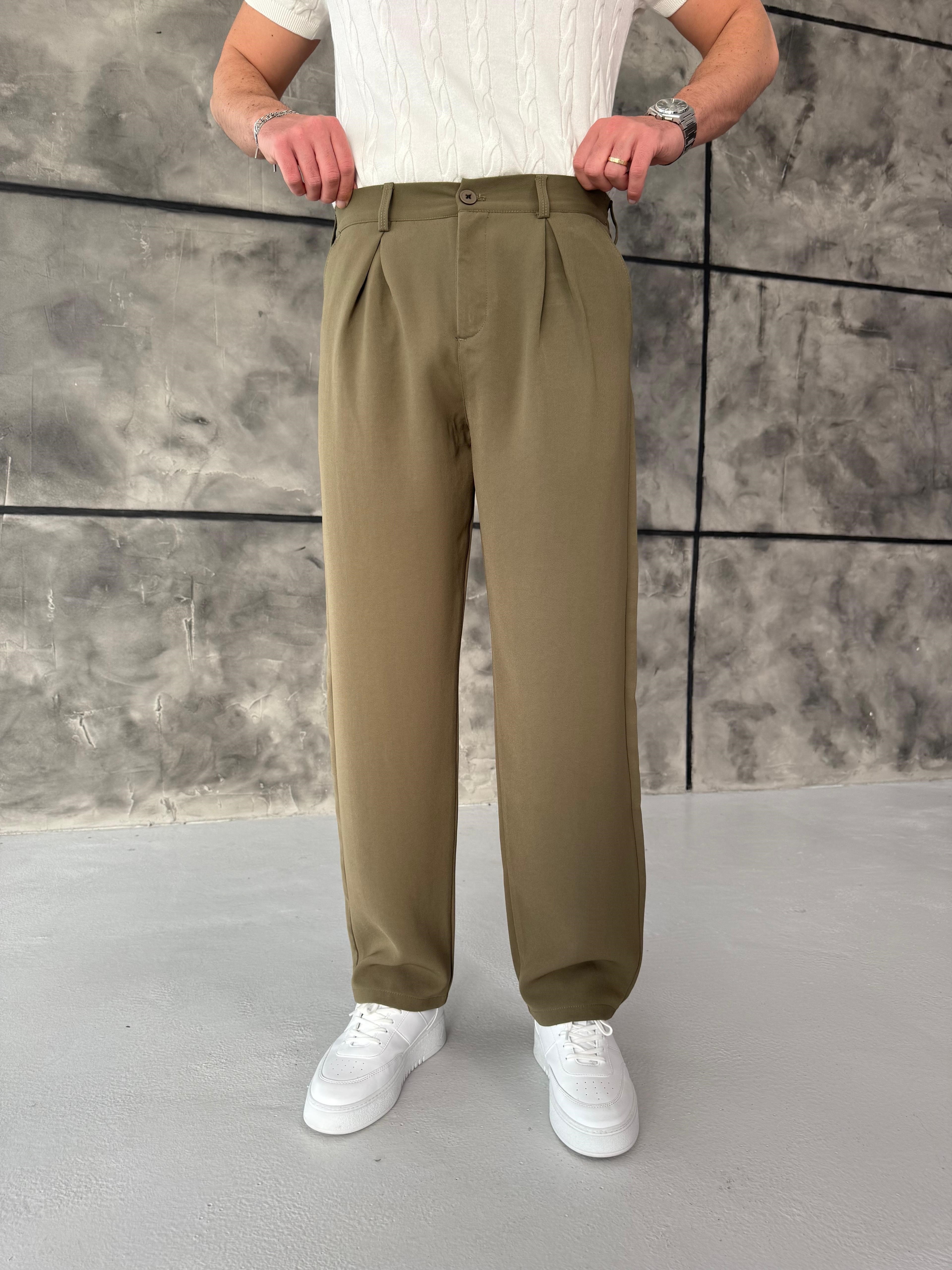 Haki Pileli Pantolon