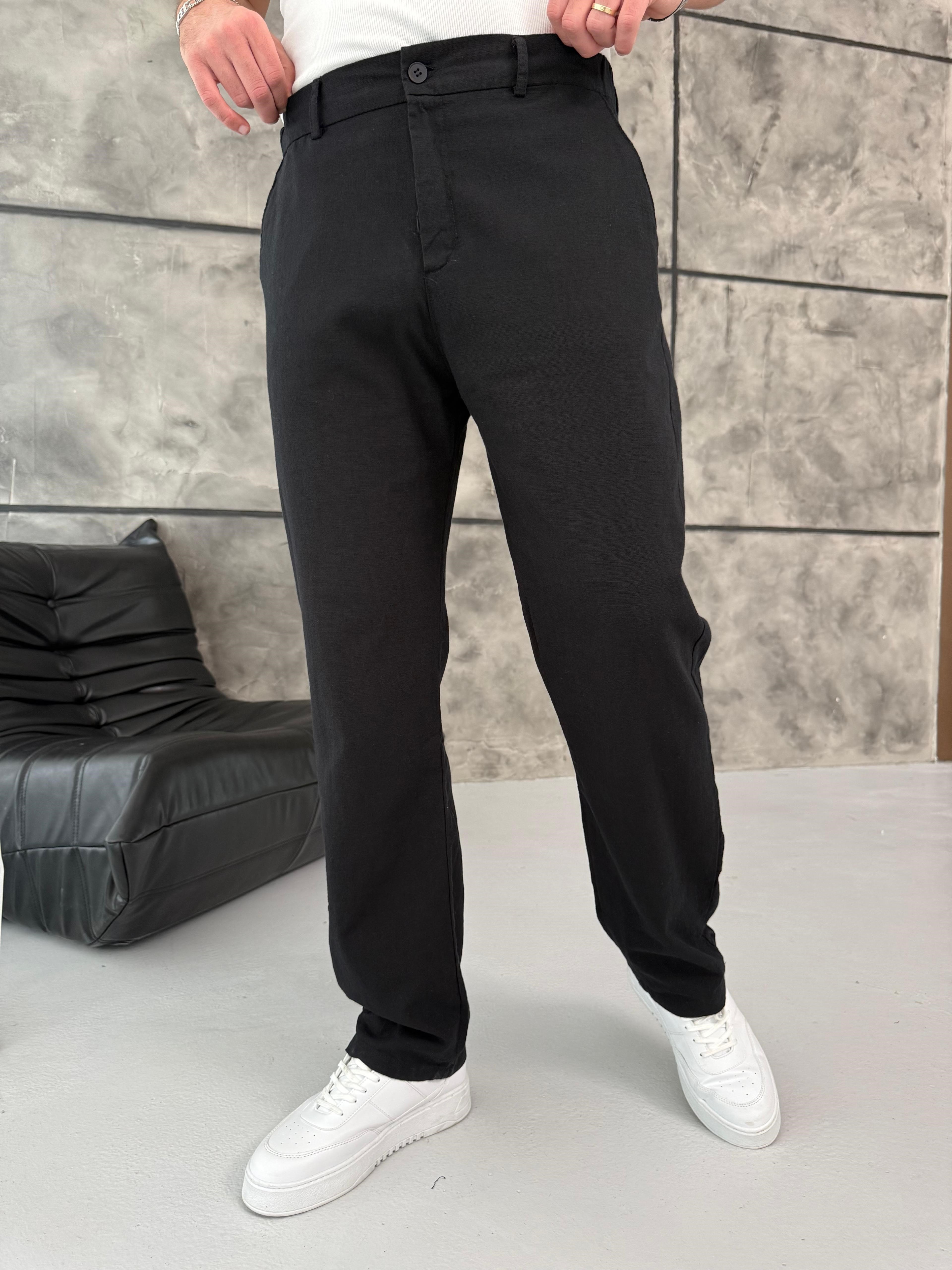 Keten Baggy Pantolon Siyah