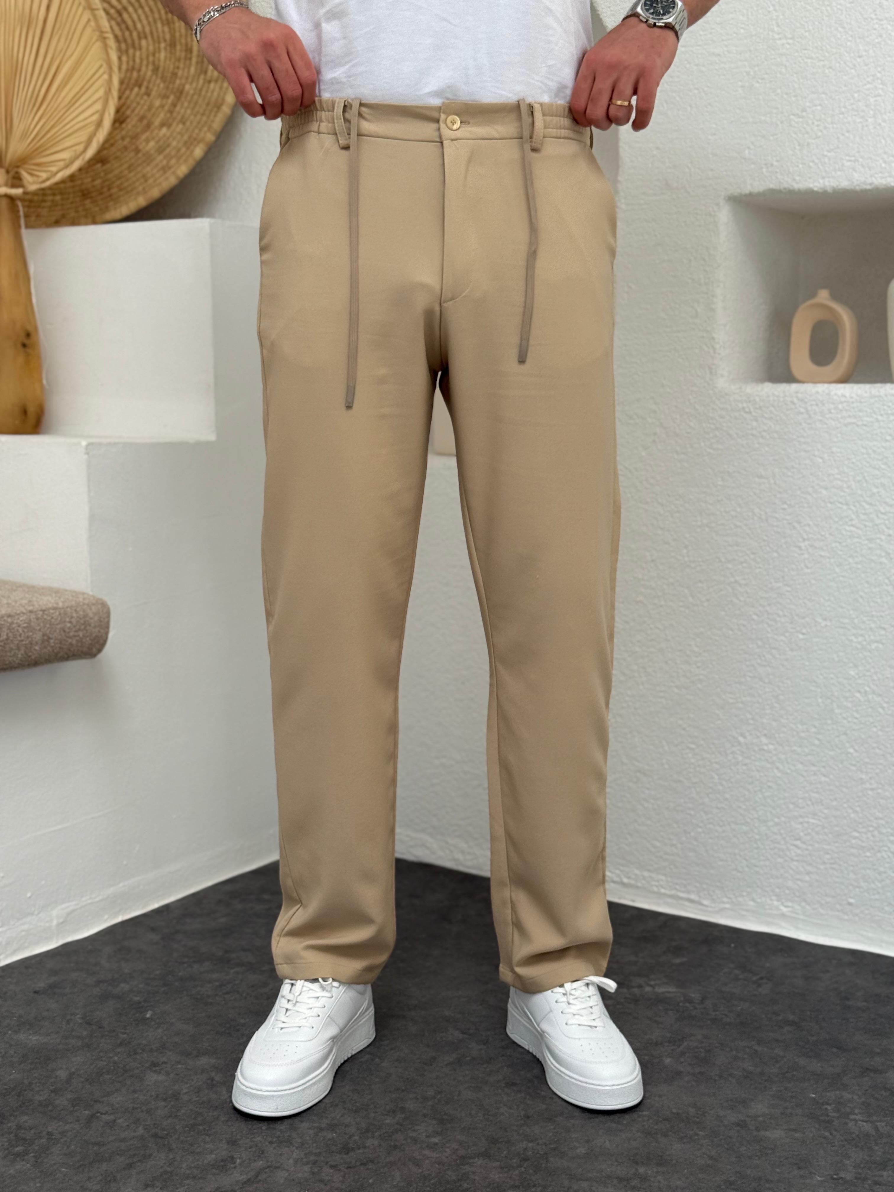 Krem İp Detaylı Jogger Pantolon