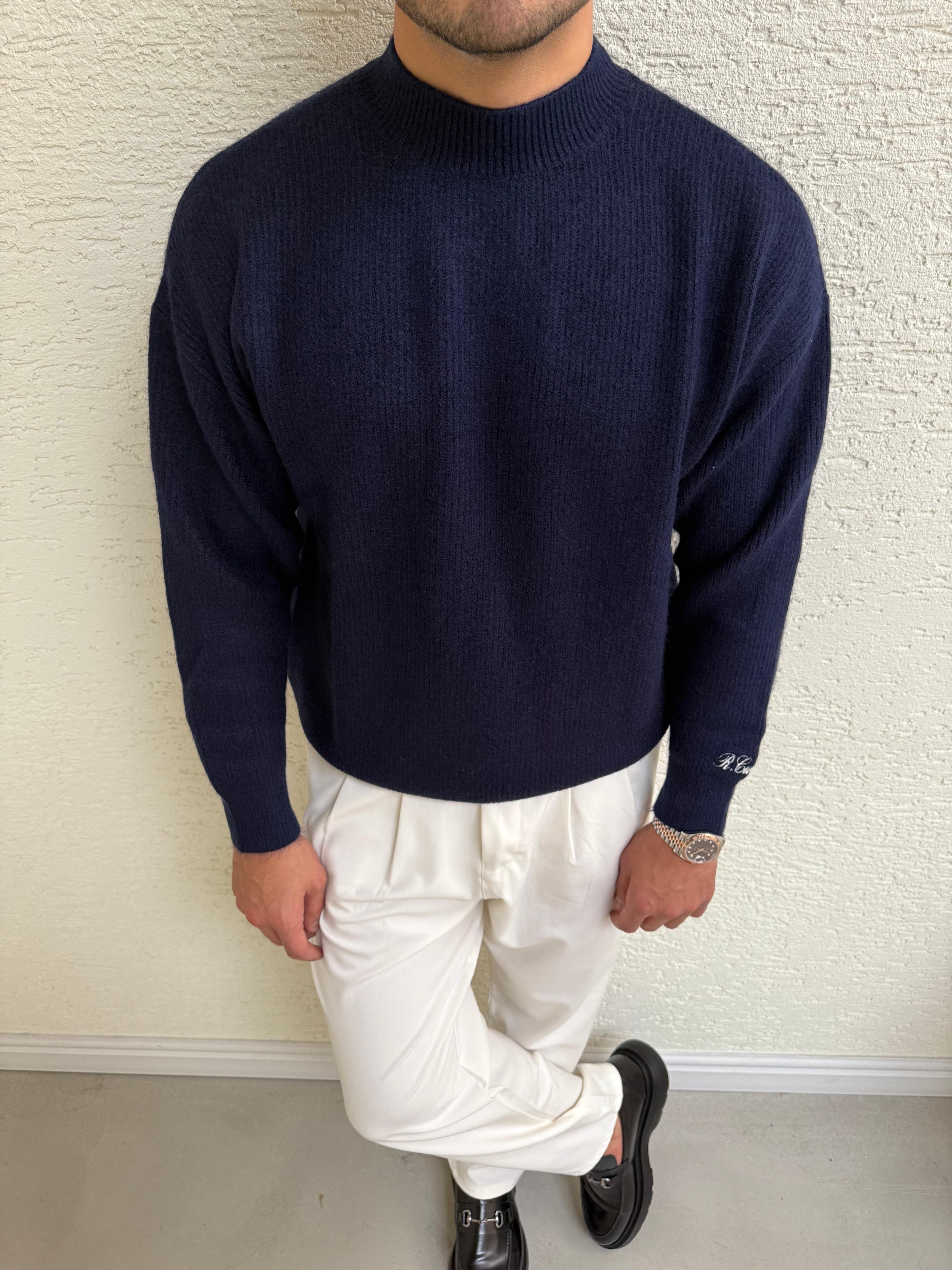 Lacivert  Balıkçı Yaka Basic Kazak