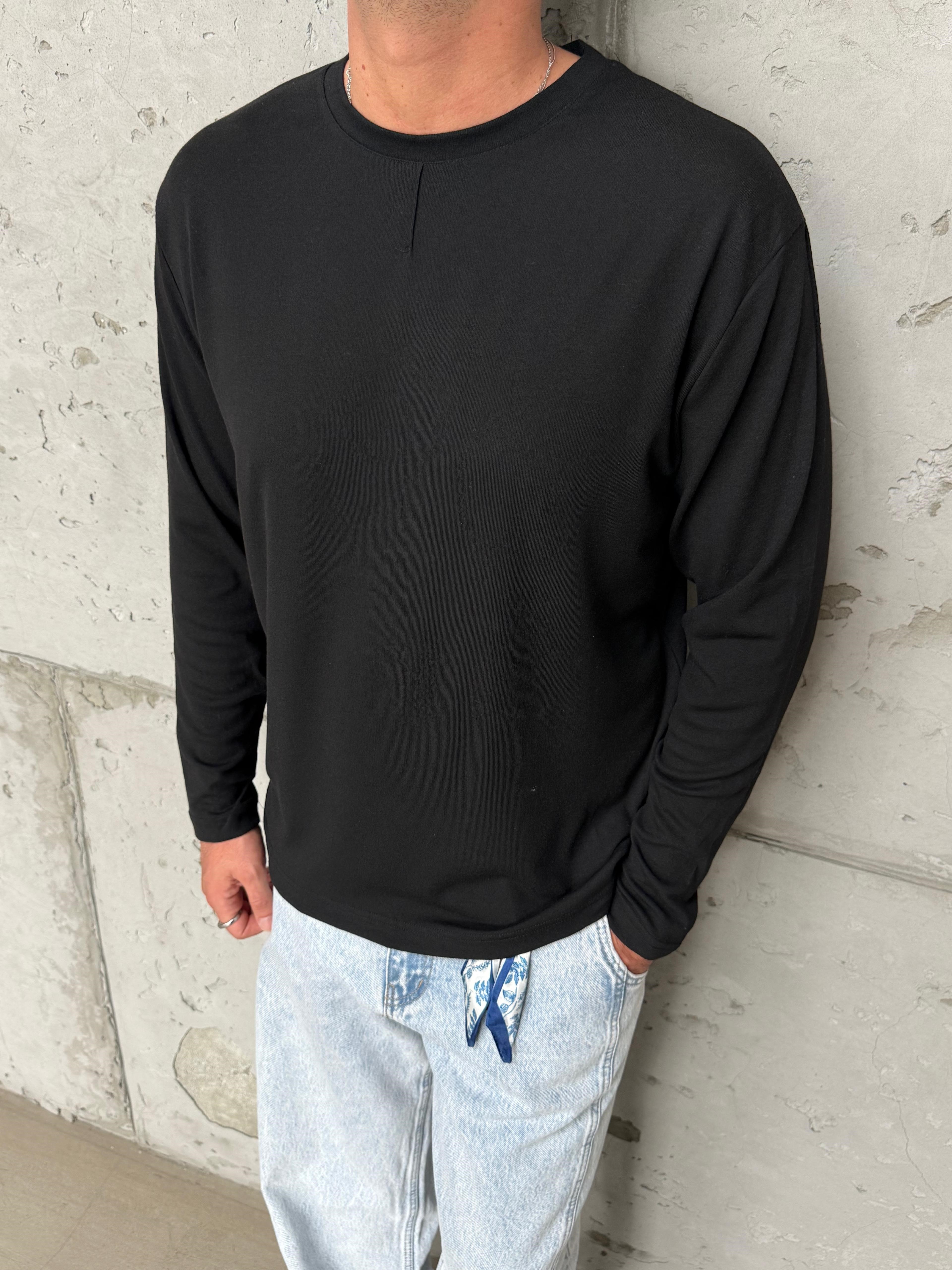 Siyah Dikiş Detay Sweatshirt