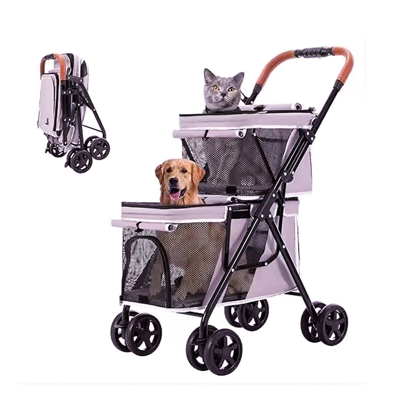 Yasomi PatiGo LD03M 2 Katlı Katlanabilir Kedi ve Köpek Arabası (Pembe)