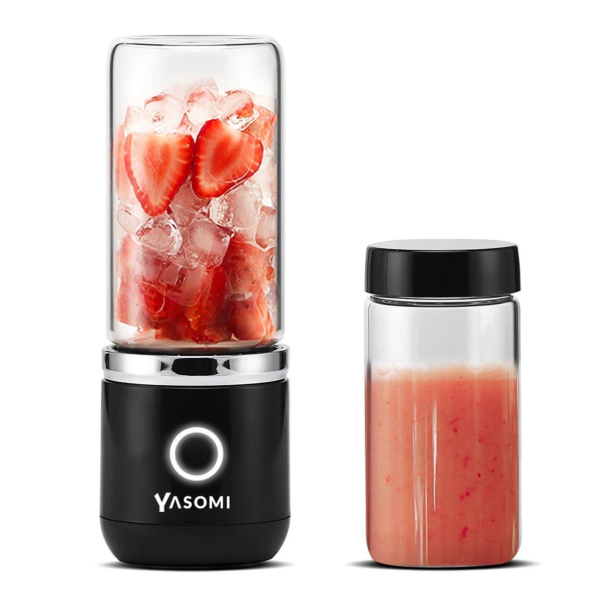 Yasomi Taşınabilir Kablosuz Şarjlı Cam Smoothie El Blenderi Siyah ( Türkiye Garantili)