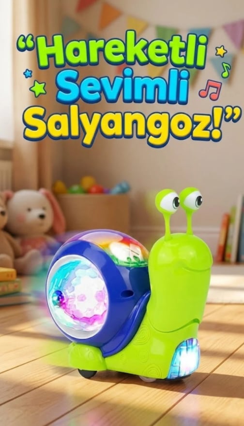 Hareketli Işıklı Müzikli Salyangoz Oyuncak 