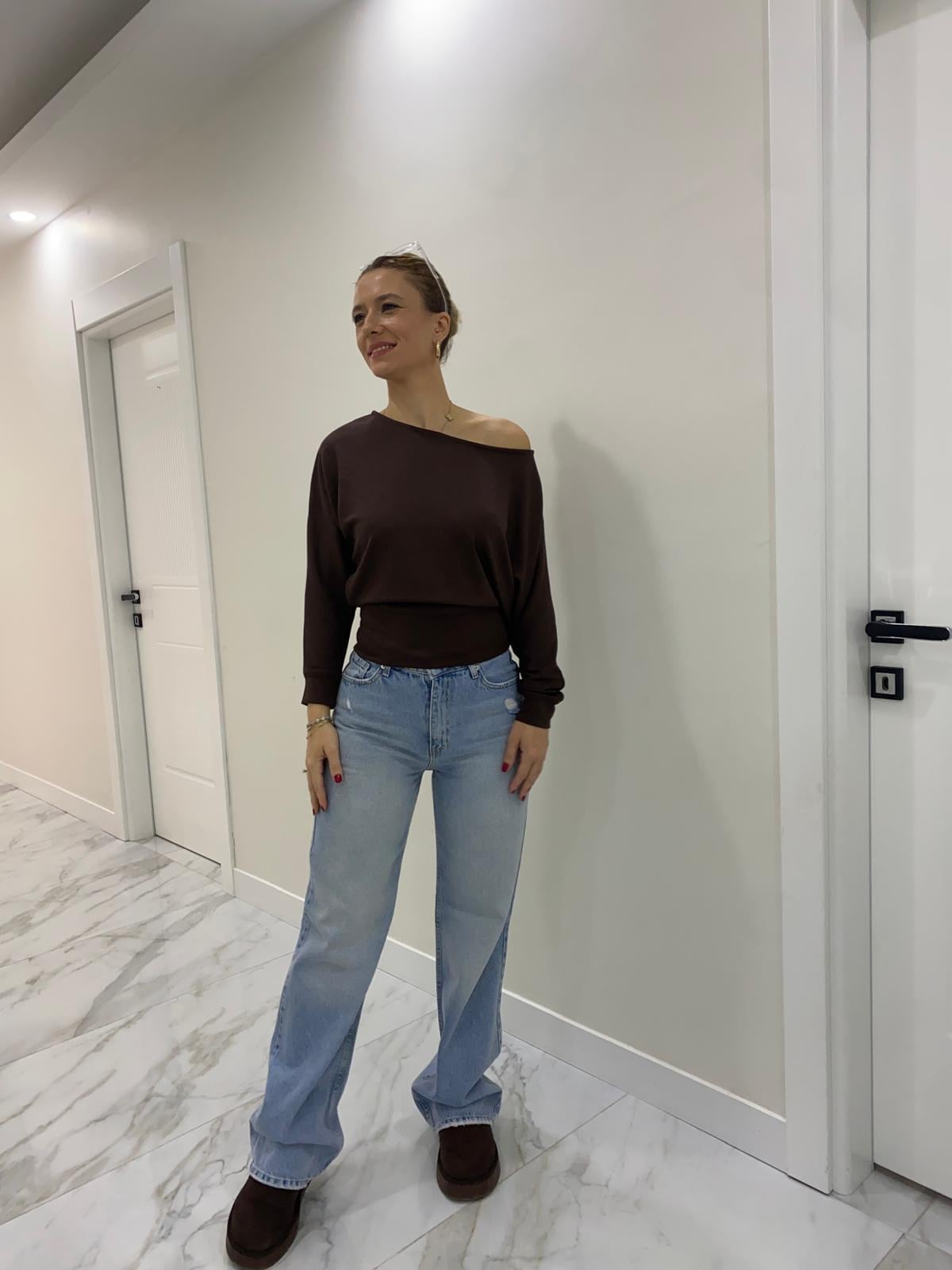 Acı Kahve Marka Model Yarasa Kol Basic Bluz