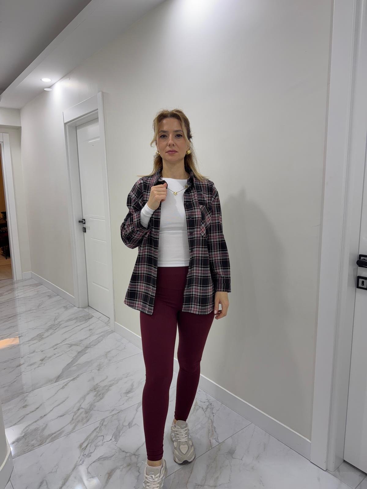 Ekoseli Oversize Premium Kumaş Gömlek
