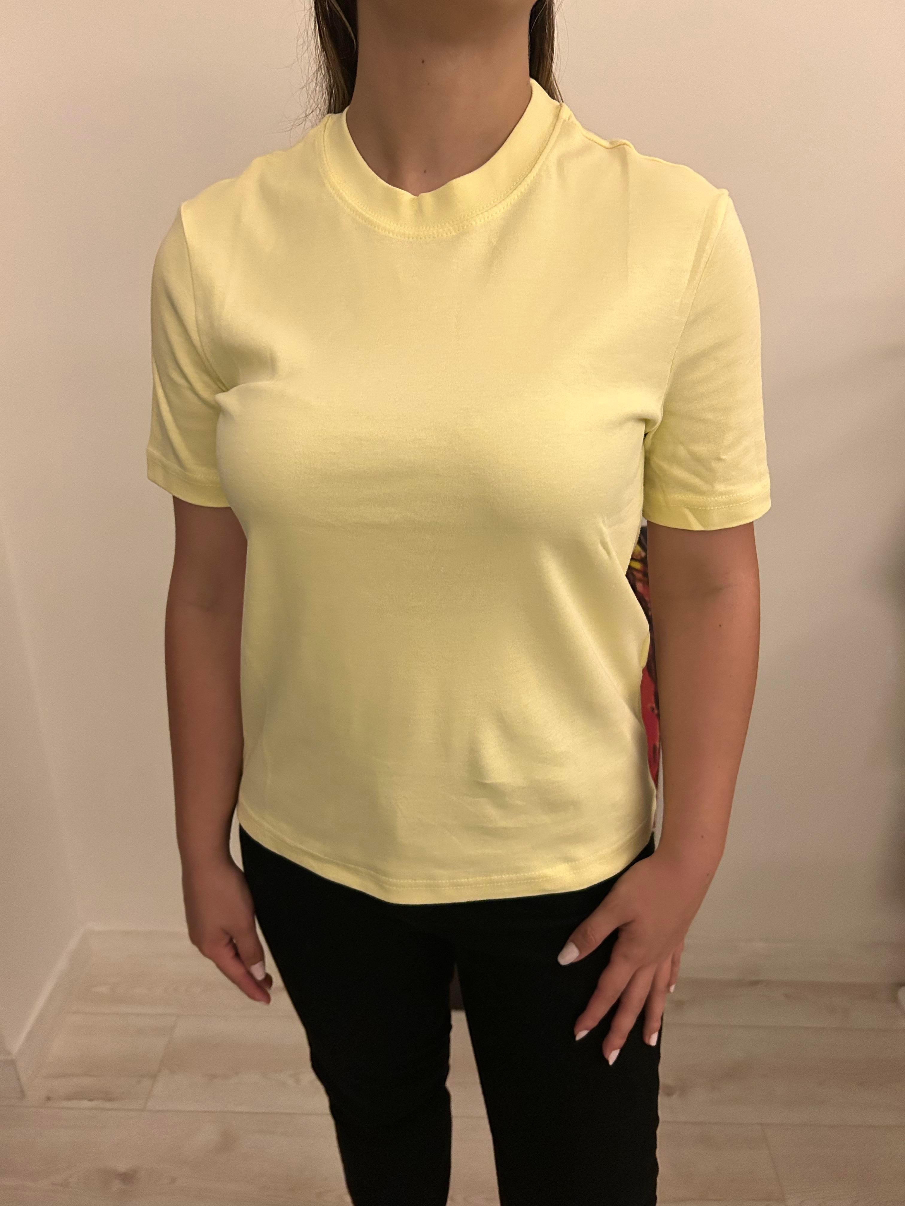 MD Model Pamuklu bisiklet Yaka Basic Tişört Soft Sarı