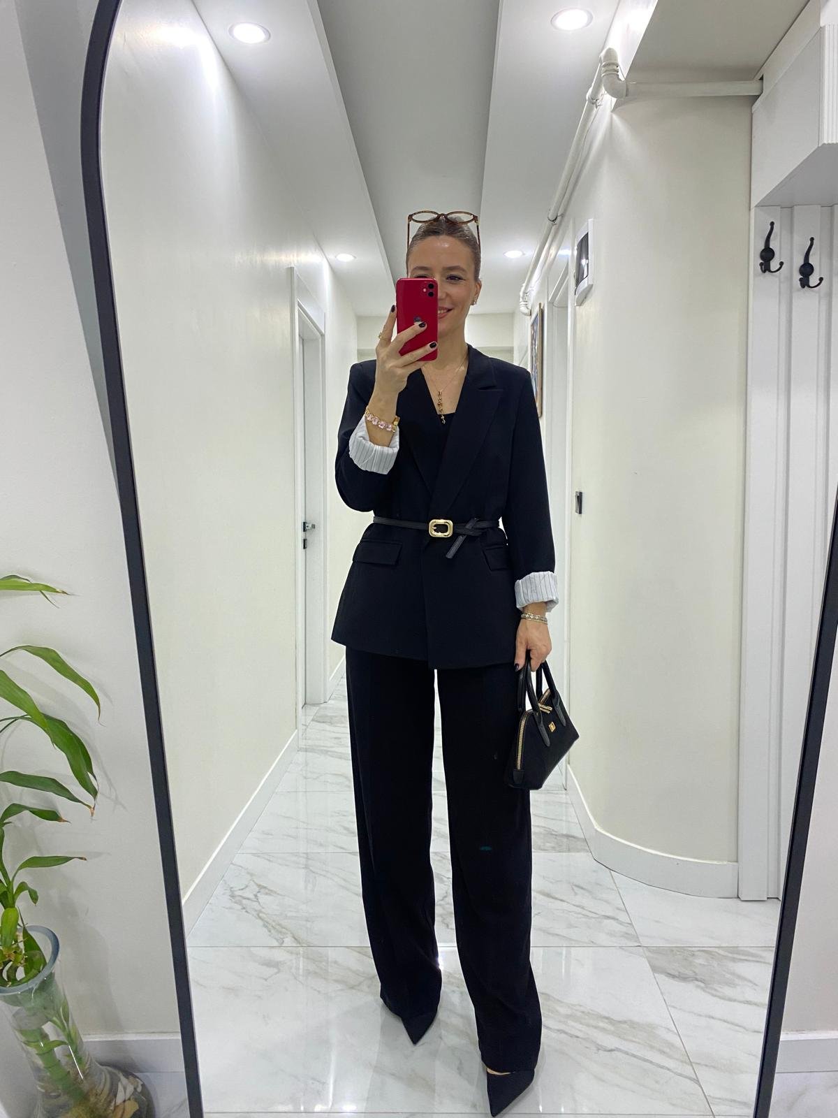 Premium Dört Mevsim Kumaş Astarlı Kol Detaylı Blazer Ceket 