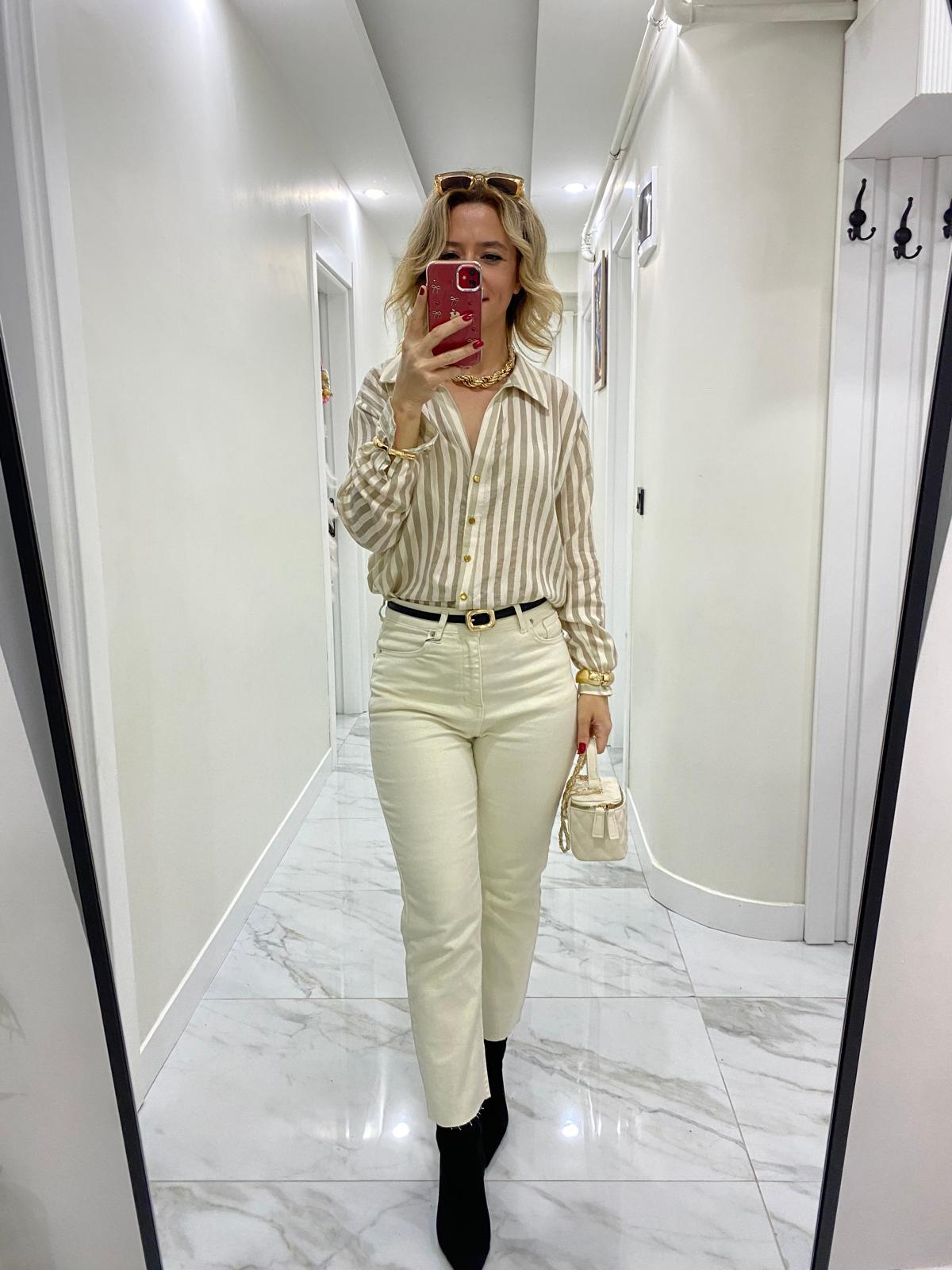 Zra Model Kesik Paça Boyfit Jean Bej