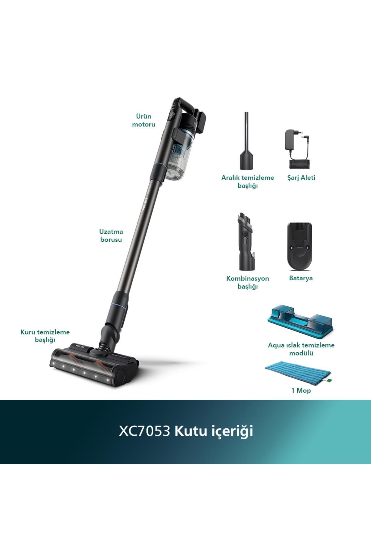 Aqua 7000 Serisi  Kablosuz Dikey Süpürge XC7053/01