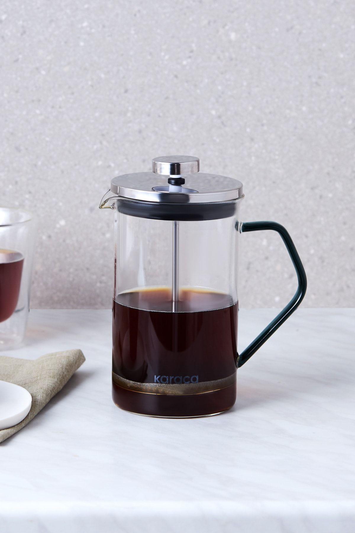 Coffe Bean Borosilikat Cam French Press Cool Green 600 ml