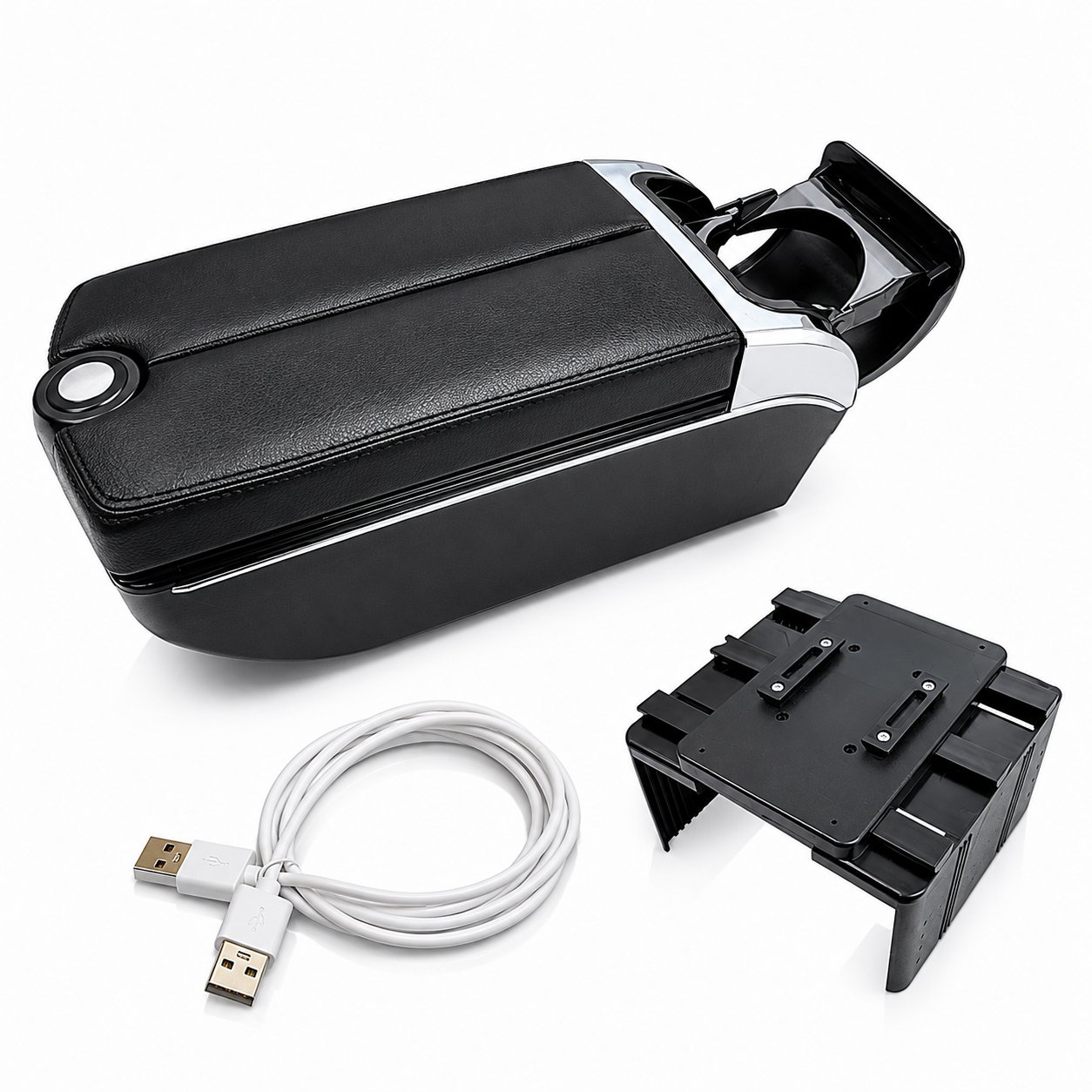 7 USB'li Işıklı Ayarlı Mercedes Tip Kolçak Siyah Universal Araç Kol Dayama