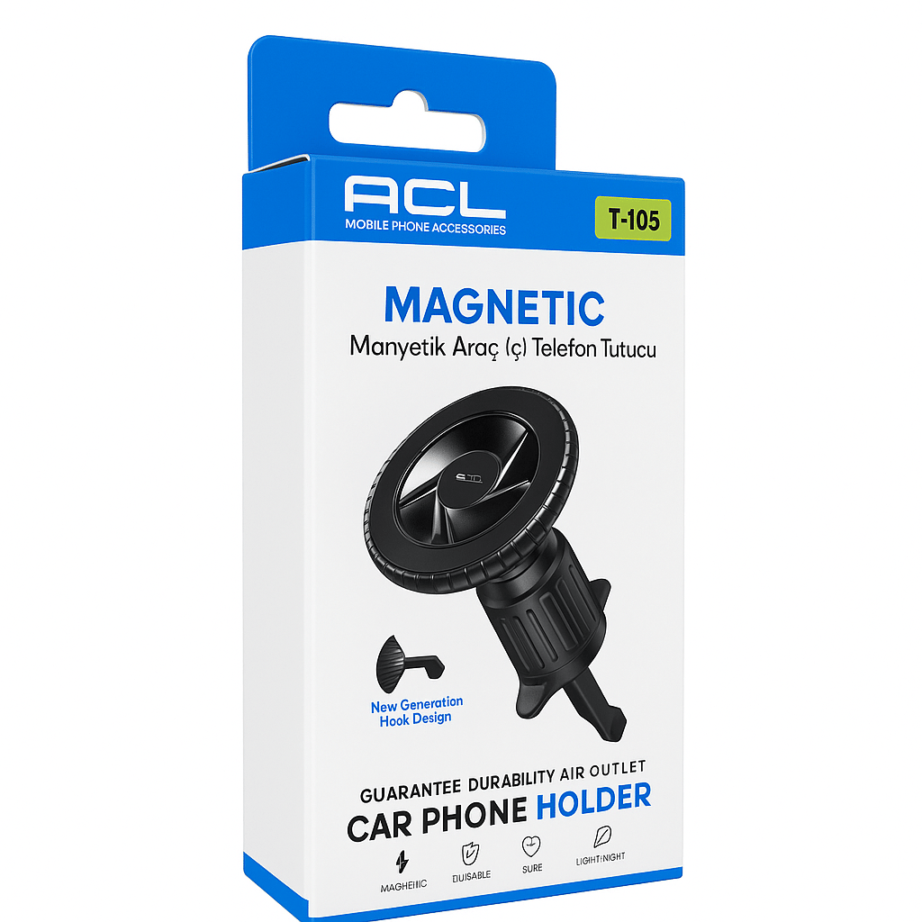 ACL T-105 Araç İçi Telefon Tutacağı – 360° Dönebilen, Ayarlanabilir, Güçlü Kıskaçlı Tutucu