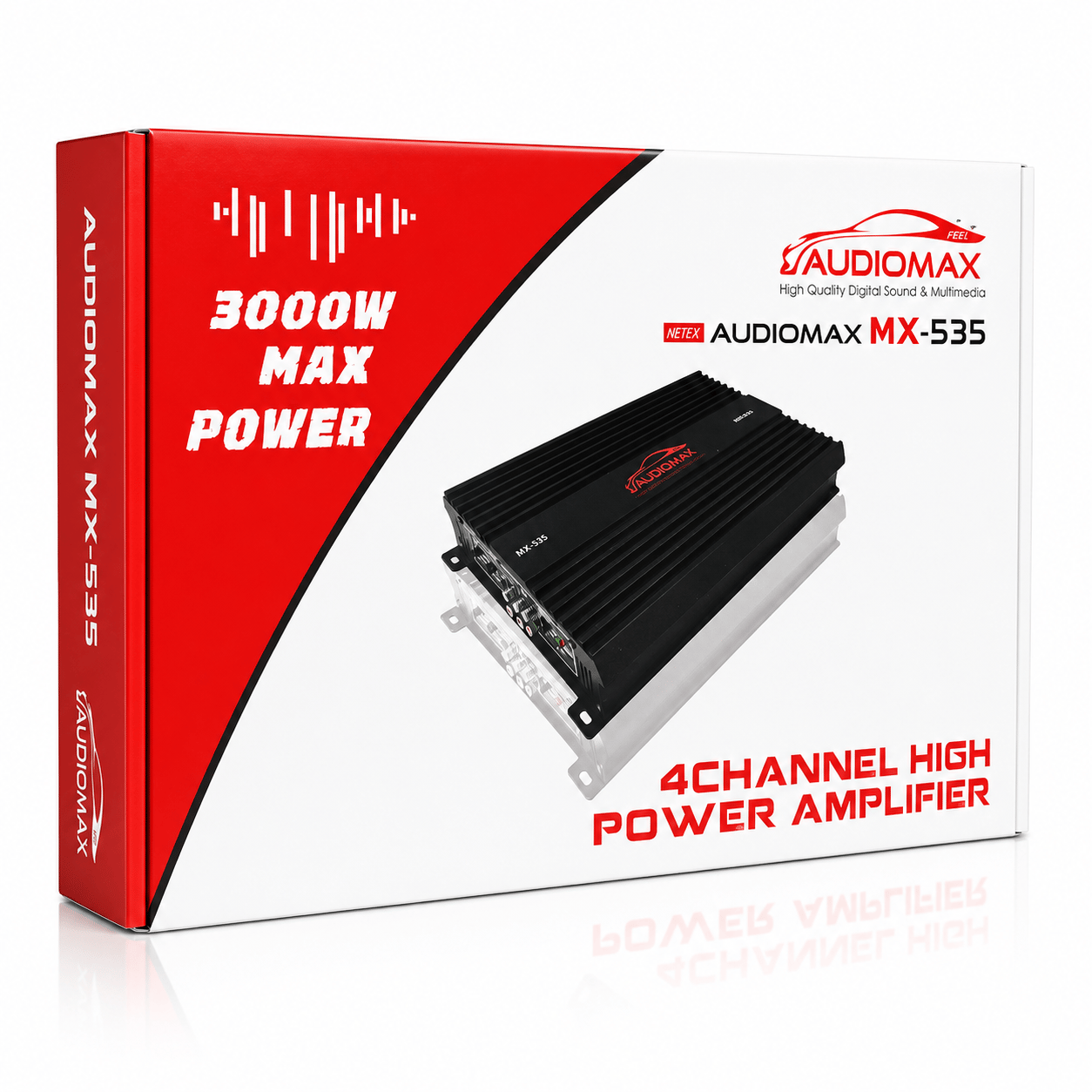 AUDIOMAX MX-535 4 Kanal 3000W Oto Amfi 4x55 RMS Profesyonel Araç Ses Sistemi