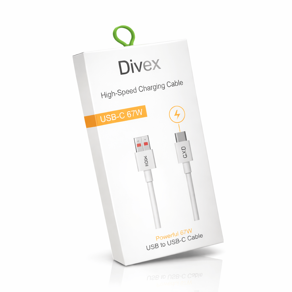 Divex Type-C USB-C 67W Hızlı Şarj Kablosu PD Destekli Süper Hızlı Şarj