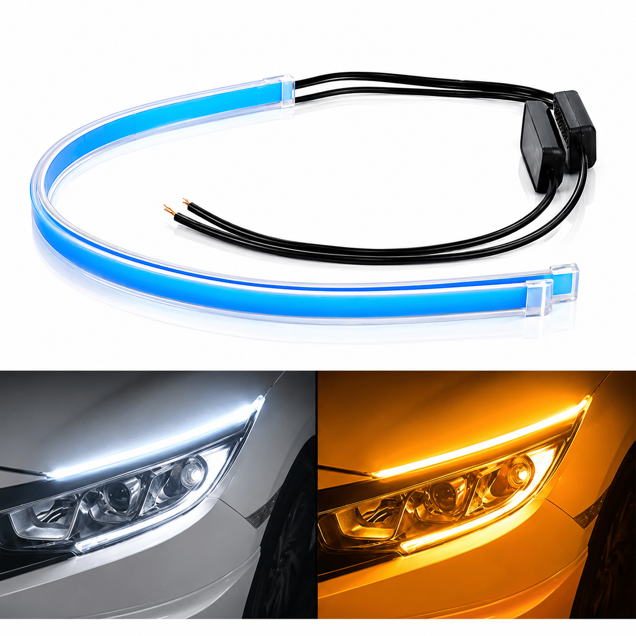 Far Üstü Kayar LED Selamlamalı 60CM Turuncu Beyaz Gündüz Farı Sinyalli LED