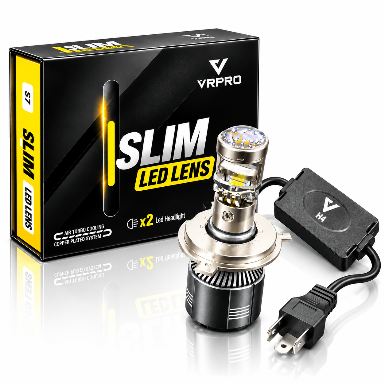 H4 Slim Mercekli LED Xenon Projektör Lensli Kısa Uzun Araç Far Ampulü