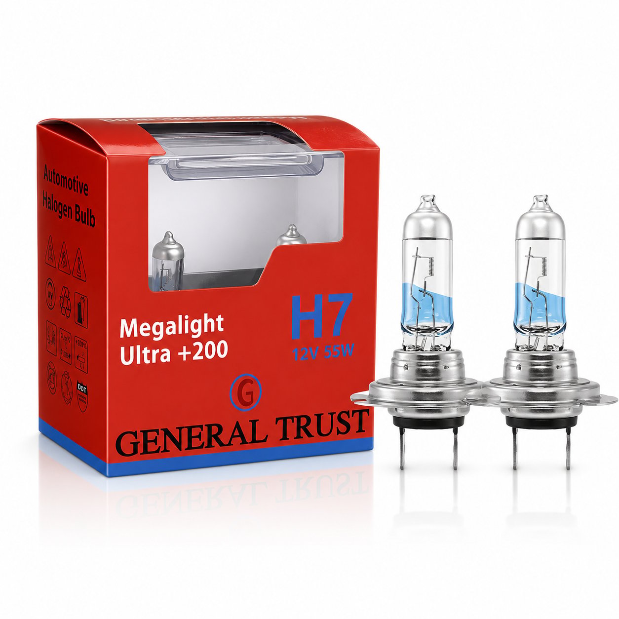 H7 12V 55W %200 Fazla Işık General Trust - Üstün Aydınlatma Performansı (2 Adet)