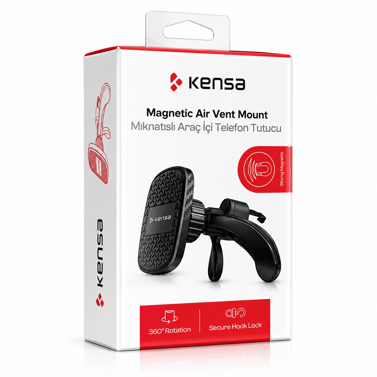 KENSA T-62 Havalandırma Tipi Manyetik Araç İçi Telefon Tutucu 360° Dönebilen Universal