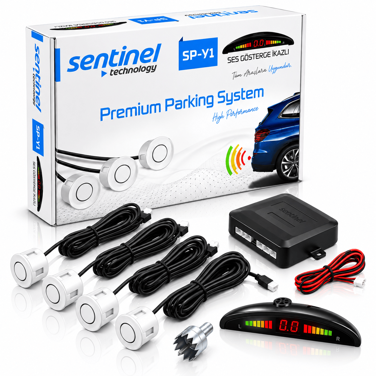 Sentinel Ekranlı Park Sensörü Beyaz 22mm