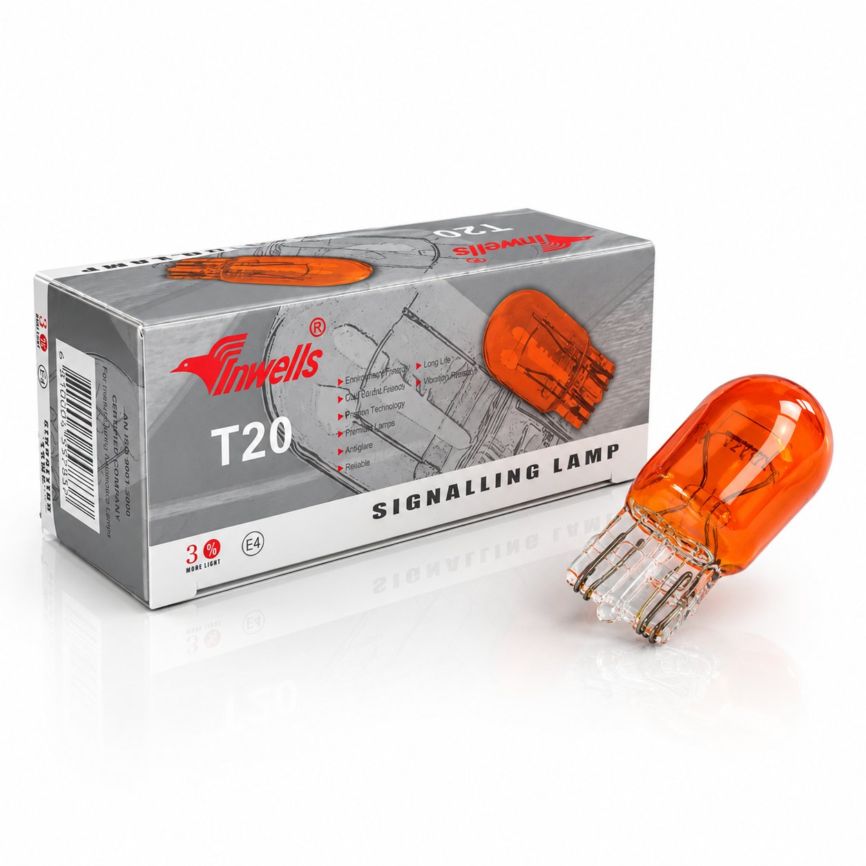 T20 İNWELLS 1016 Dipsiz Turuncu 12V 21/5W Çift Duy Ampul INW001078