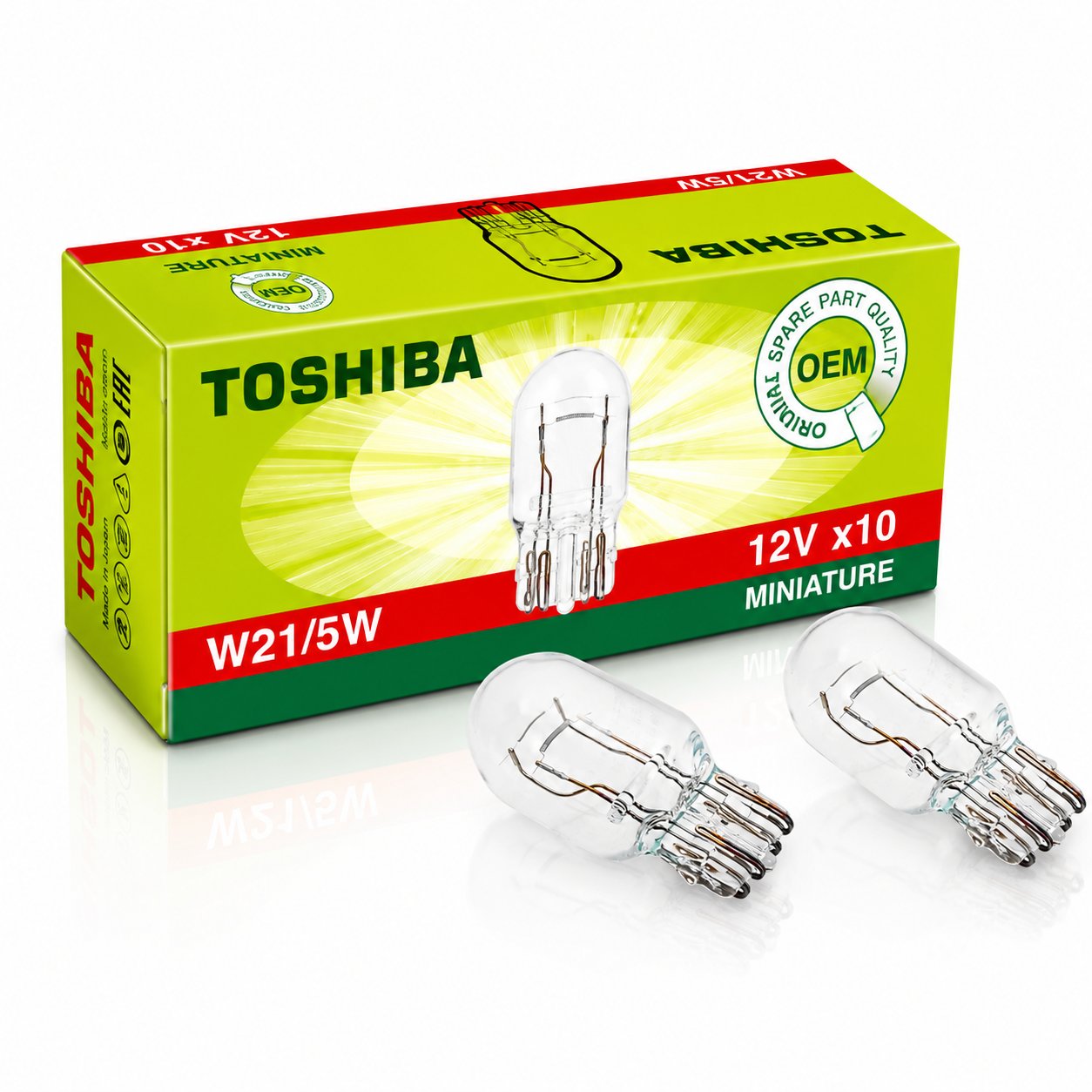 Toshiba 1016 Dipsiz Ampul 21/5W 7443 (10 Adet) T20 Çift Duy Oto Ampul