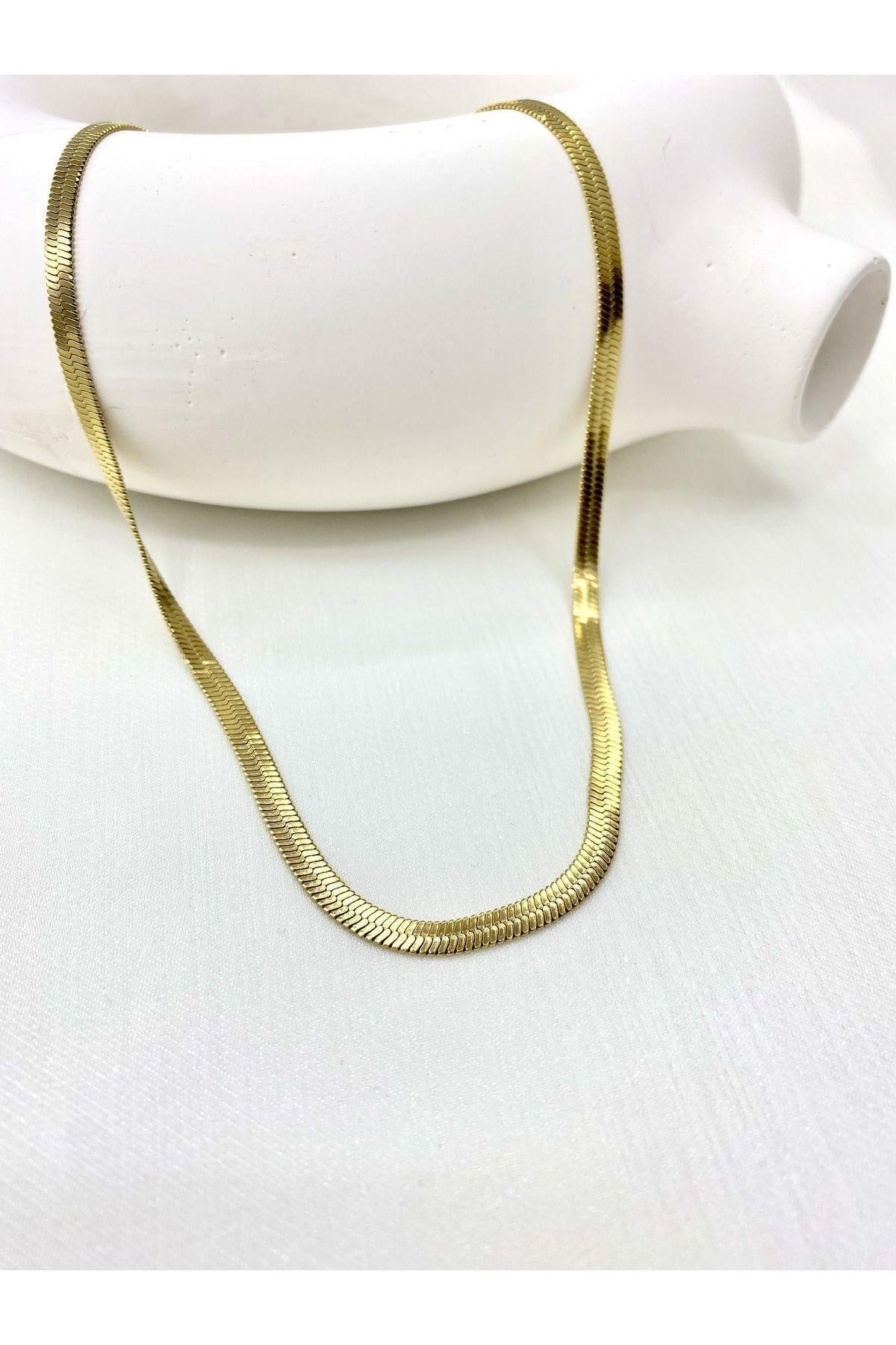 Çelik Gold Italyan Kolye Yüksek Kalite Kararmaz