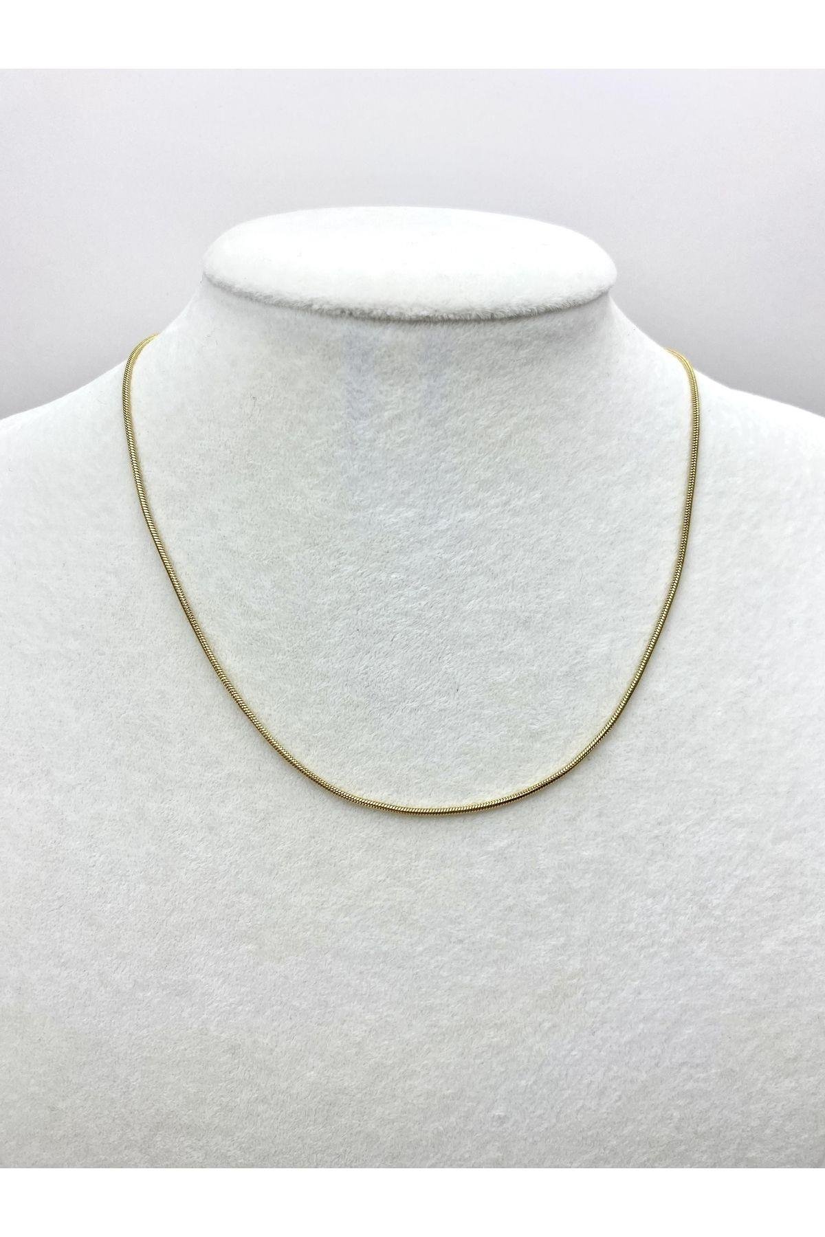 Unisex İtalyan İnce Çelik Kolye Gold 45cm
