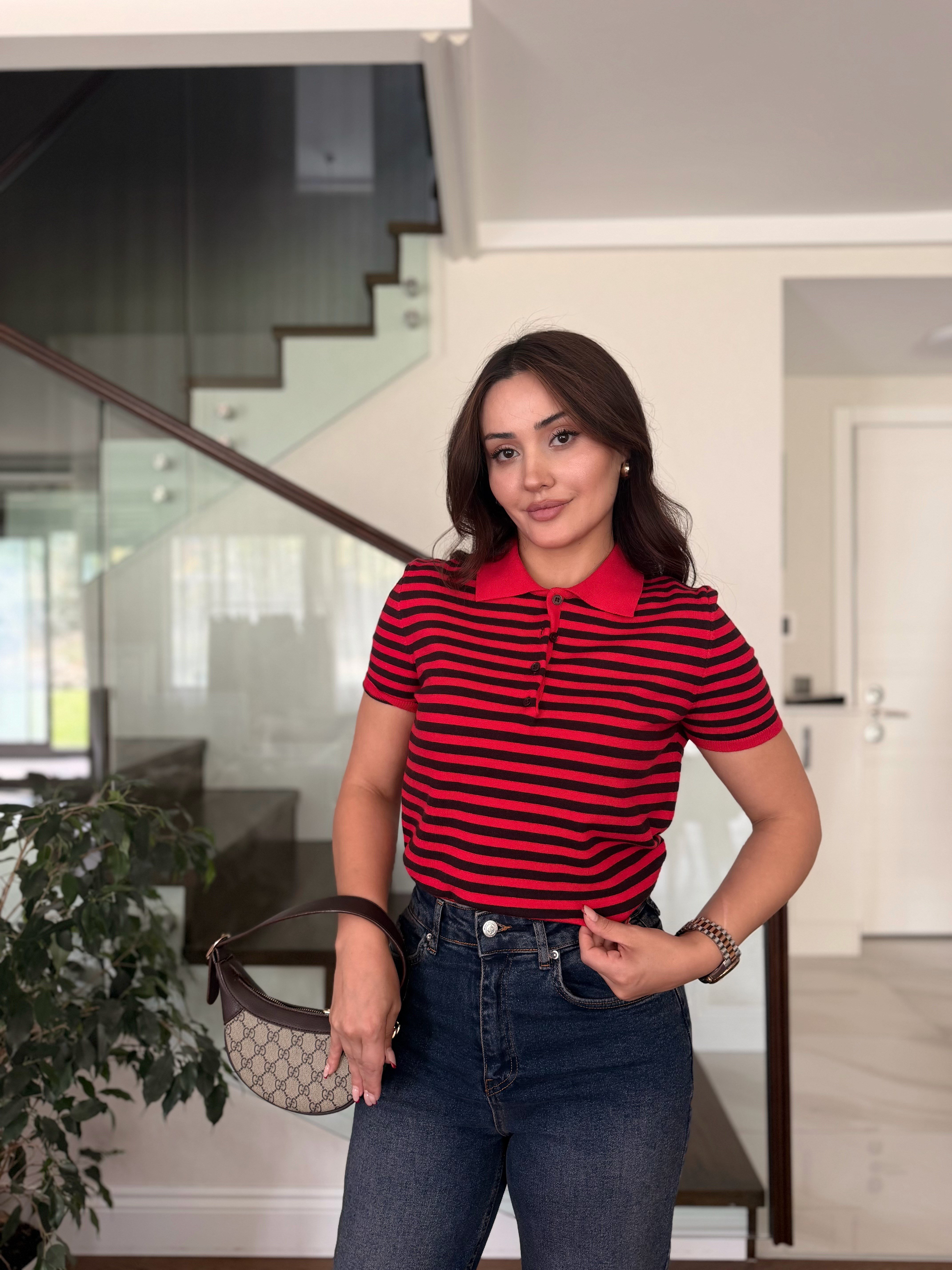 CARMEN  ÇİZGİLİ POLO TRİKO