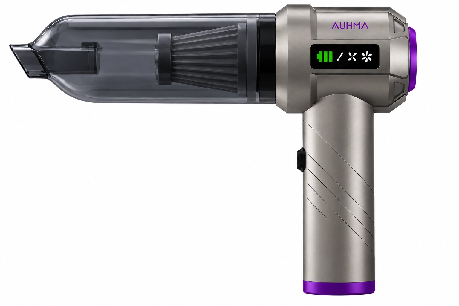 AUHMA AHV-06 22.000Pa 6000mAh Kablosuz Araç Süpürgesi Brushless Motor Katlanabilir Üfleme Çekme 3 Kademeli Gri-Mor
