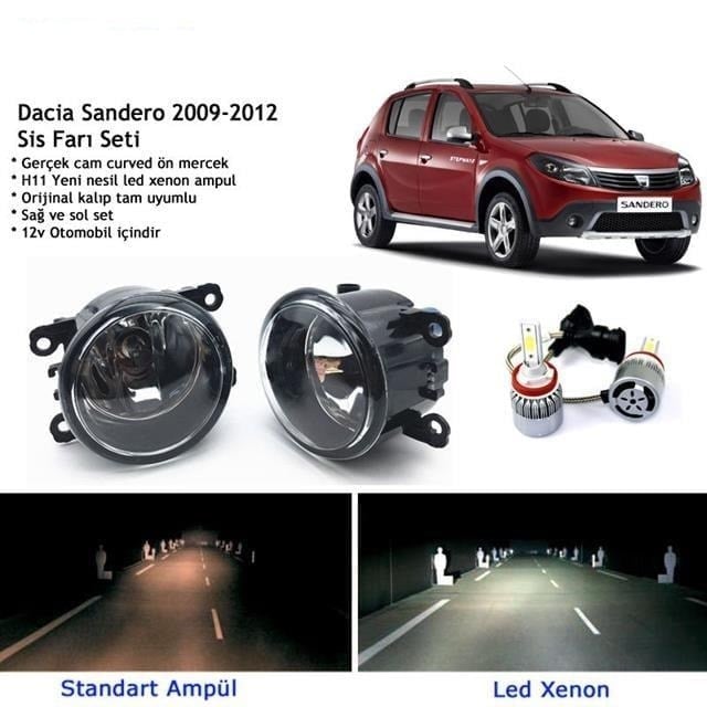 Dacia Sandero 2009-2012 Beyaz Led Xenon Sis Farı Seti