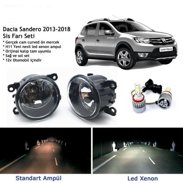 Dacia Sandero 2013-2018 Beyaz Led Xenon Sis Farı Seti