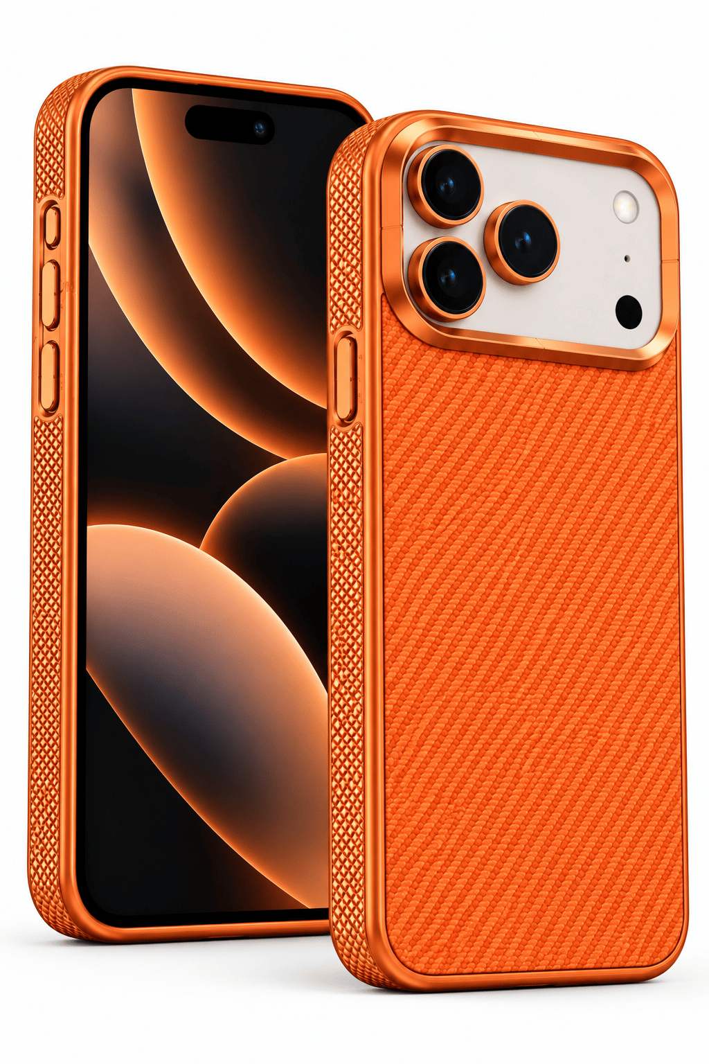 iPhone 17 Pro Max Premium MagSafe Uyumlu Alüminyum Çerçeveli Metal Kamera Korumalı Telefon Kılıfı - Turuncu