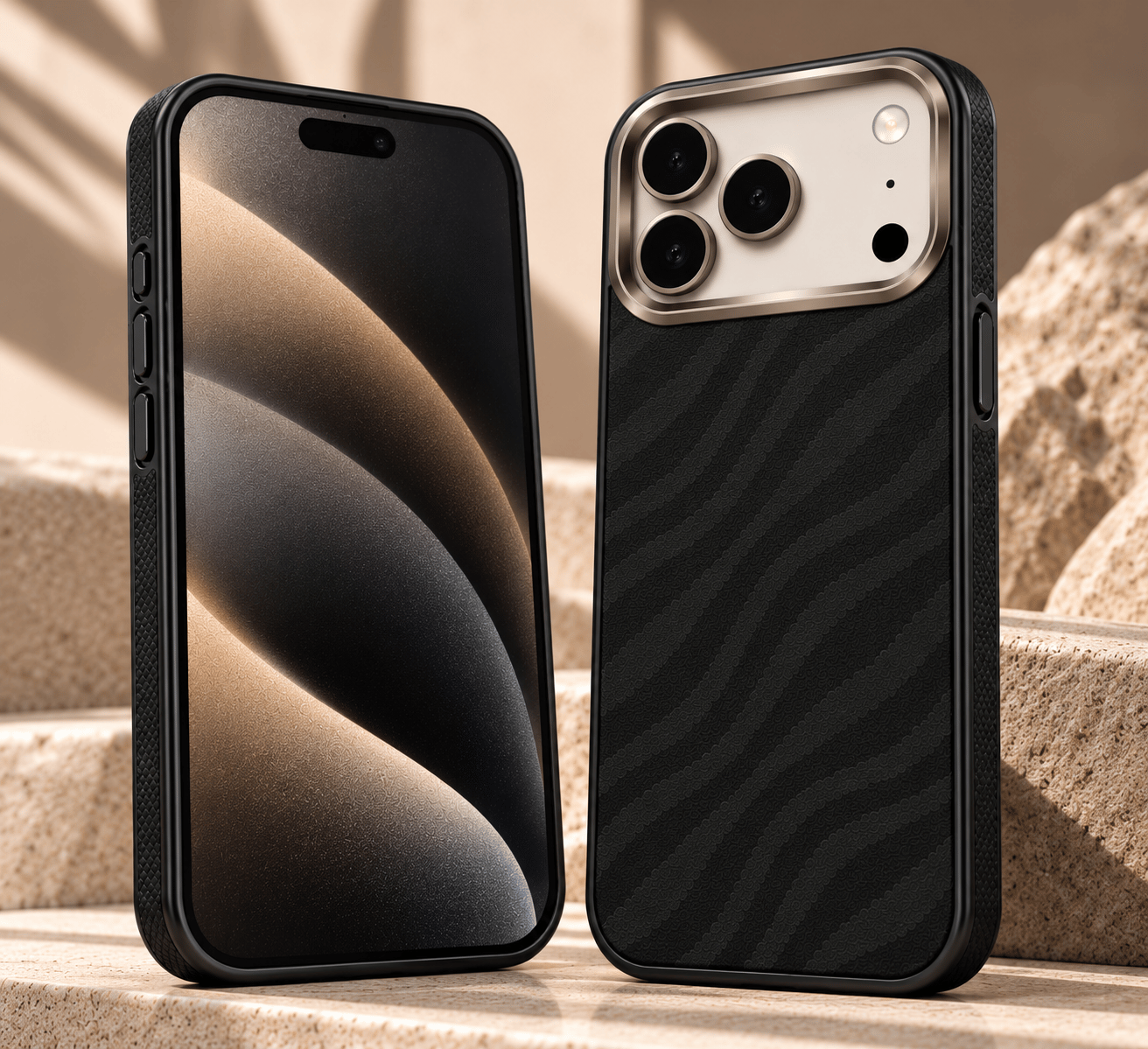 iPhone 17 Pro Max Premium MagSafe Uyumlu Alüminyum Çerçeveli Metal Kamera Korumalı Telefon Kılıfı- Bambu Siyah