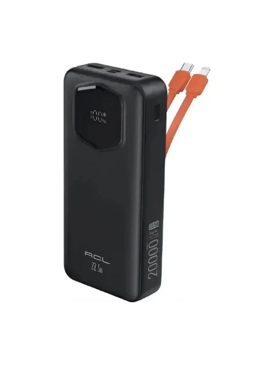 PW-140 20.000 mAh Powerbank 22.5W Hızlı Şarj 3A Dahili Type-C Lightning Kablolu Dijital Göstergeli 2 USB