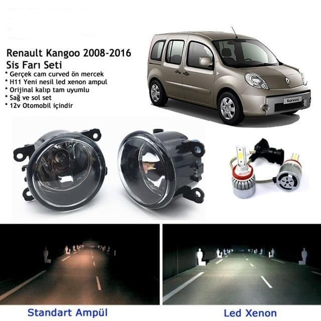 Renault Kangoo 2008-2019 Beyaz Led Xenon Sis Farı Seti