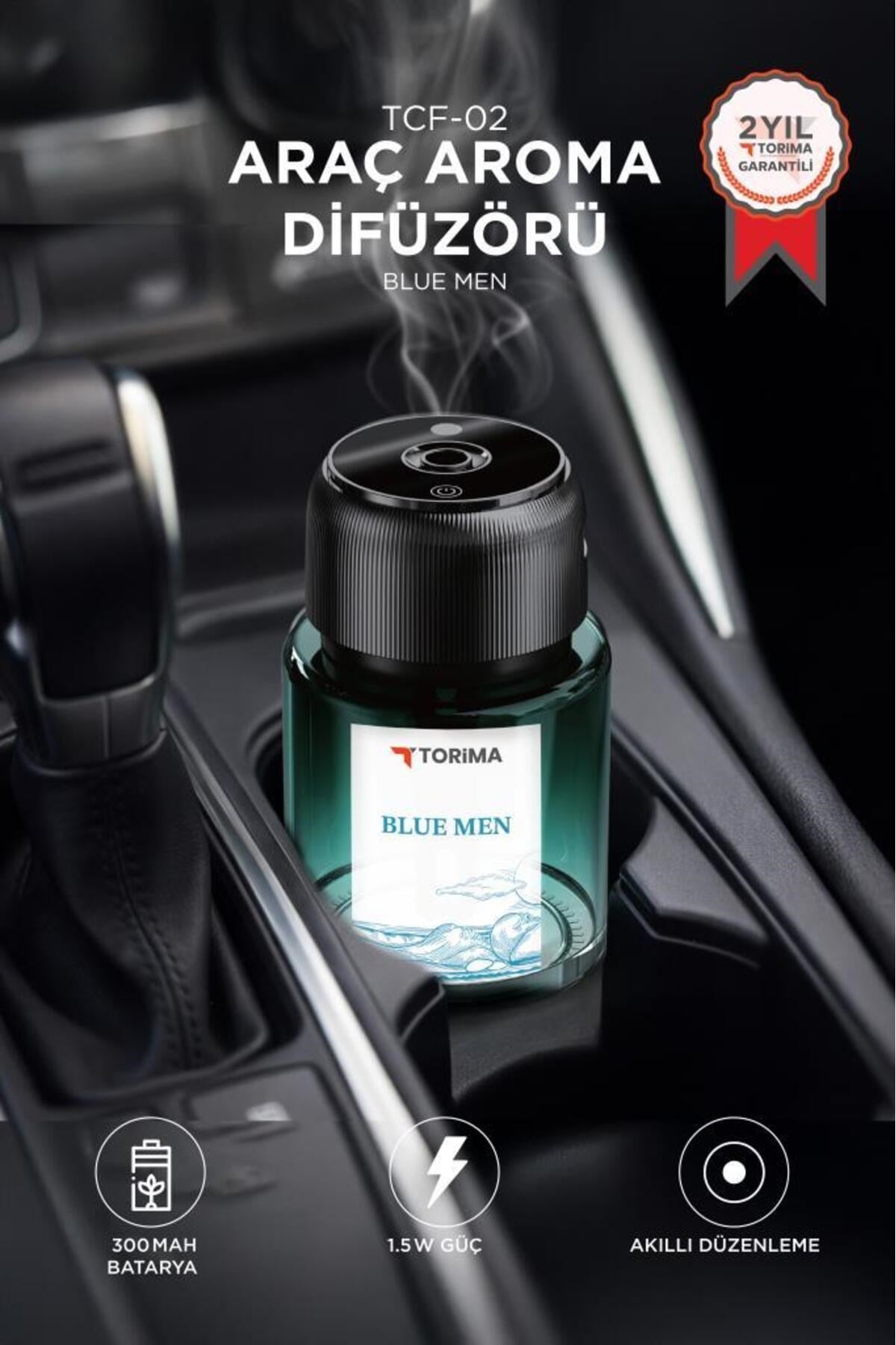 Torima TCF-02 Araç İçi Aroma Difüzörü Lazerli Akıllı Sensör Şarjlı Blue Men Esanslı Araba Kokusu