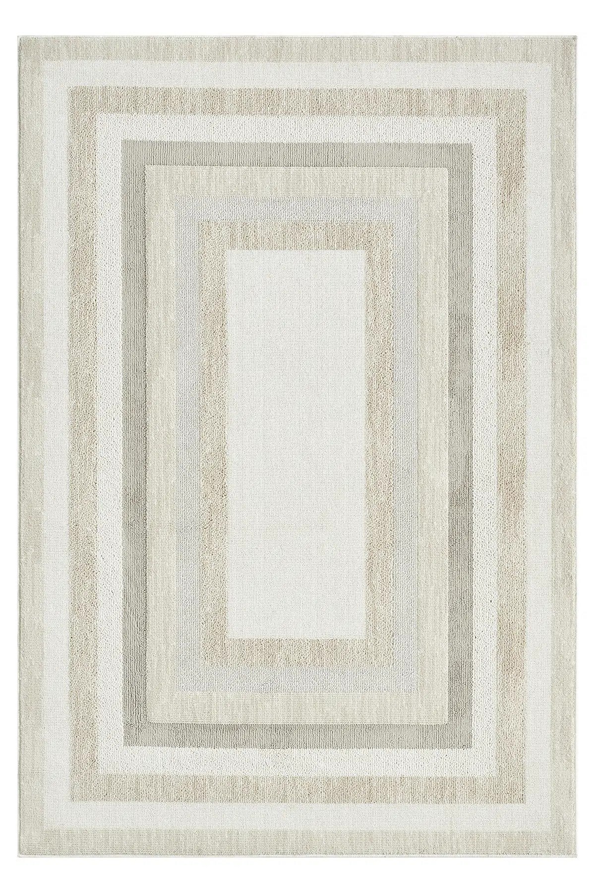 PEARL Pearl - Line Geometrik Çerçeveli Modern Salon ve Odası Halısı