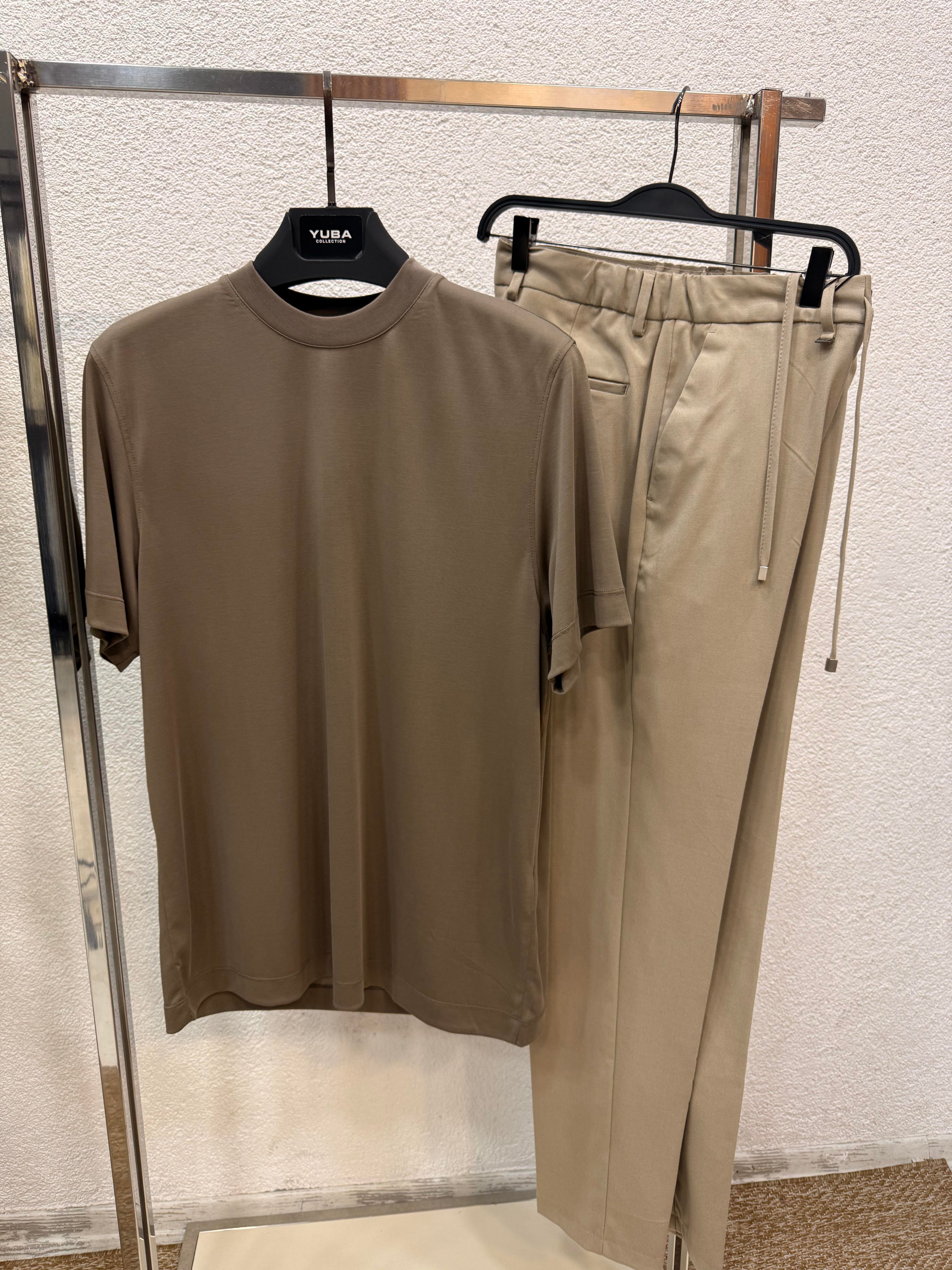 Bağcıklı Kumaş Jogger Pantolon-Krem