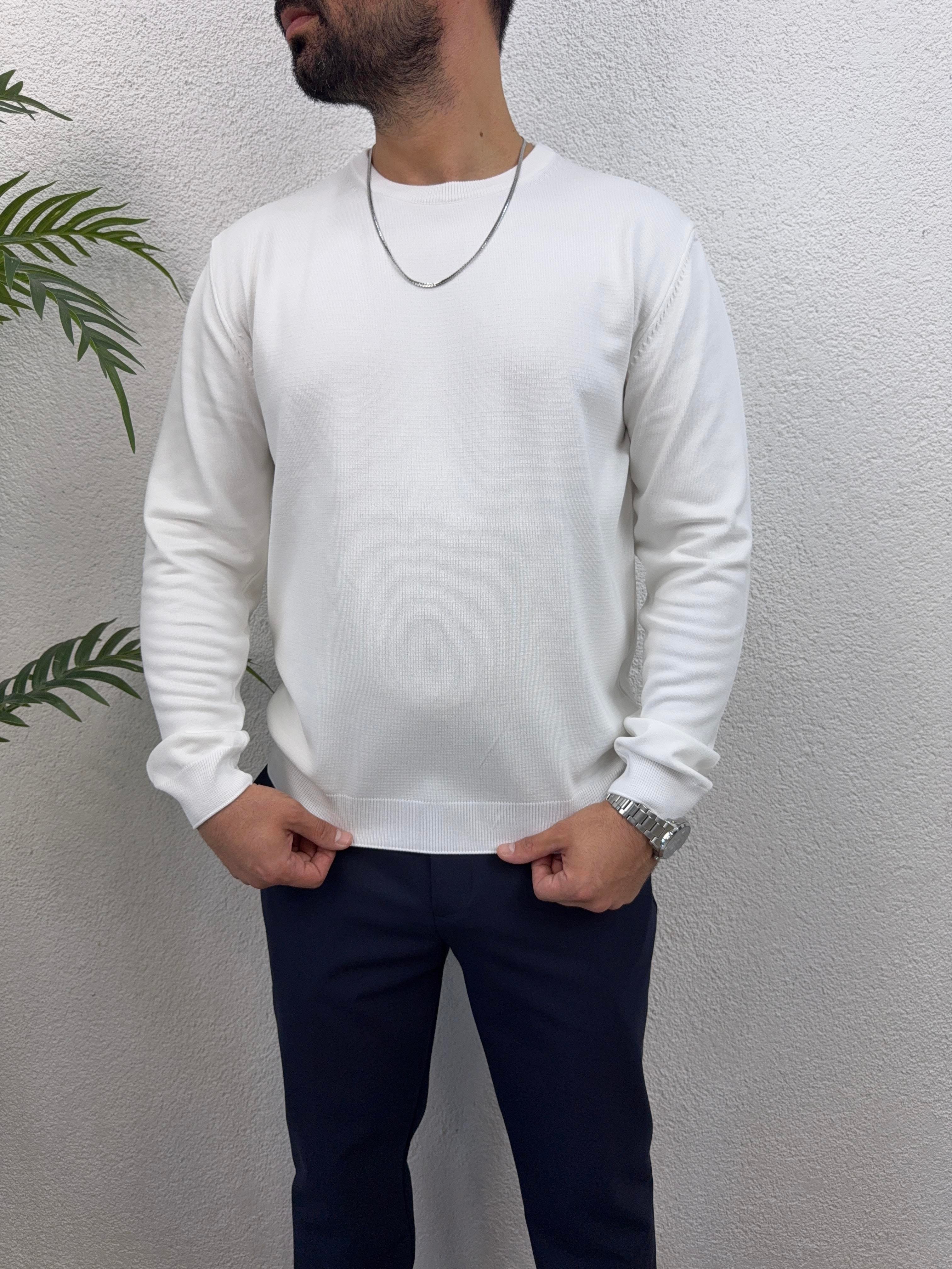 Basic Regular Fit Triko -Beyaz